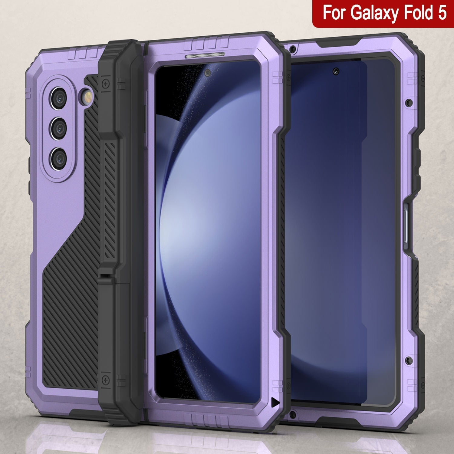 Galaxy Z Fold6 Metal Case, Heavy Duty Military Grade Armor Cover Full Body Hard [Purple]