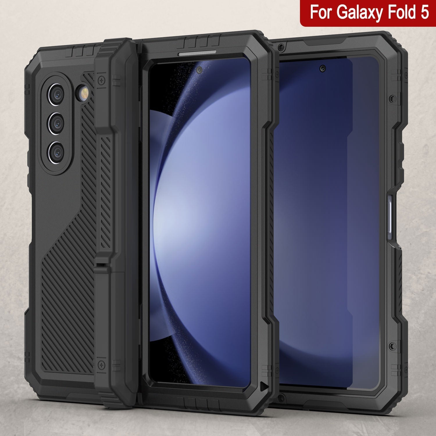 Galaxy Z Fold6 Metal Case, Heavy Duty Military Grade Armor Cover Full Body Hard [Black]