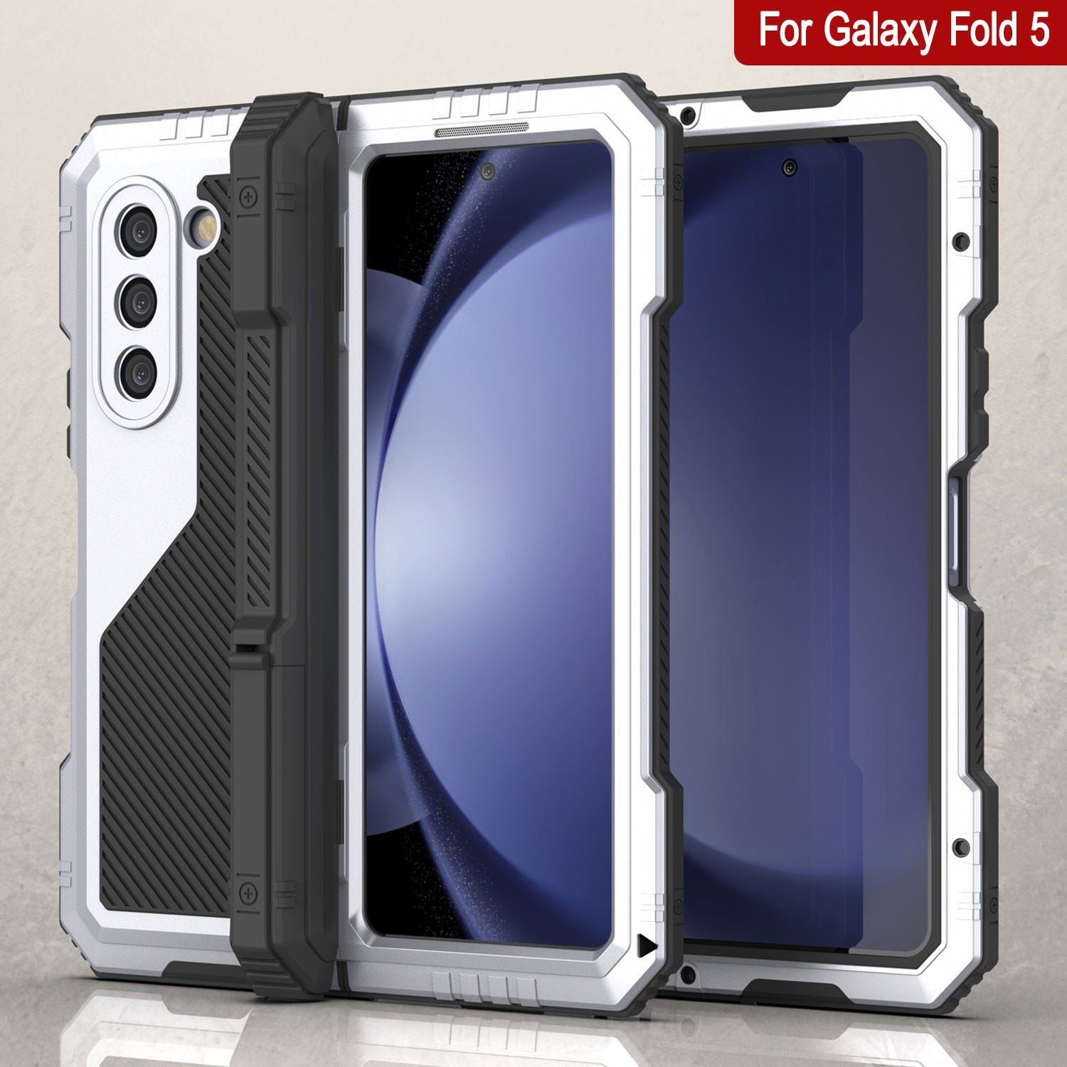 Galaxy Z Fold6 Metal Case, Heavy Duty Military Grade Armor Cover Full Body Hard [White]