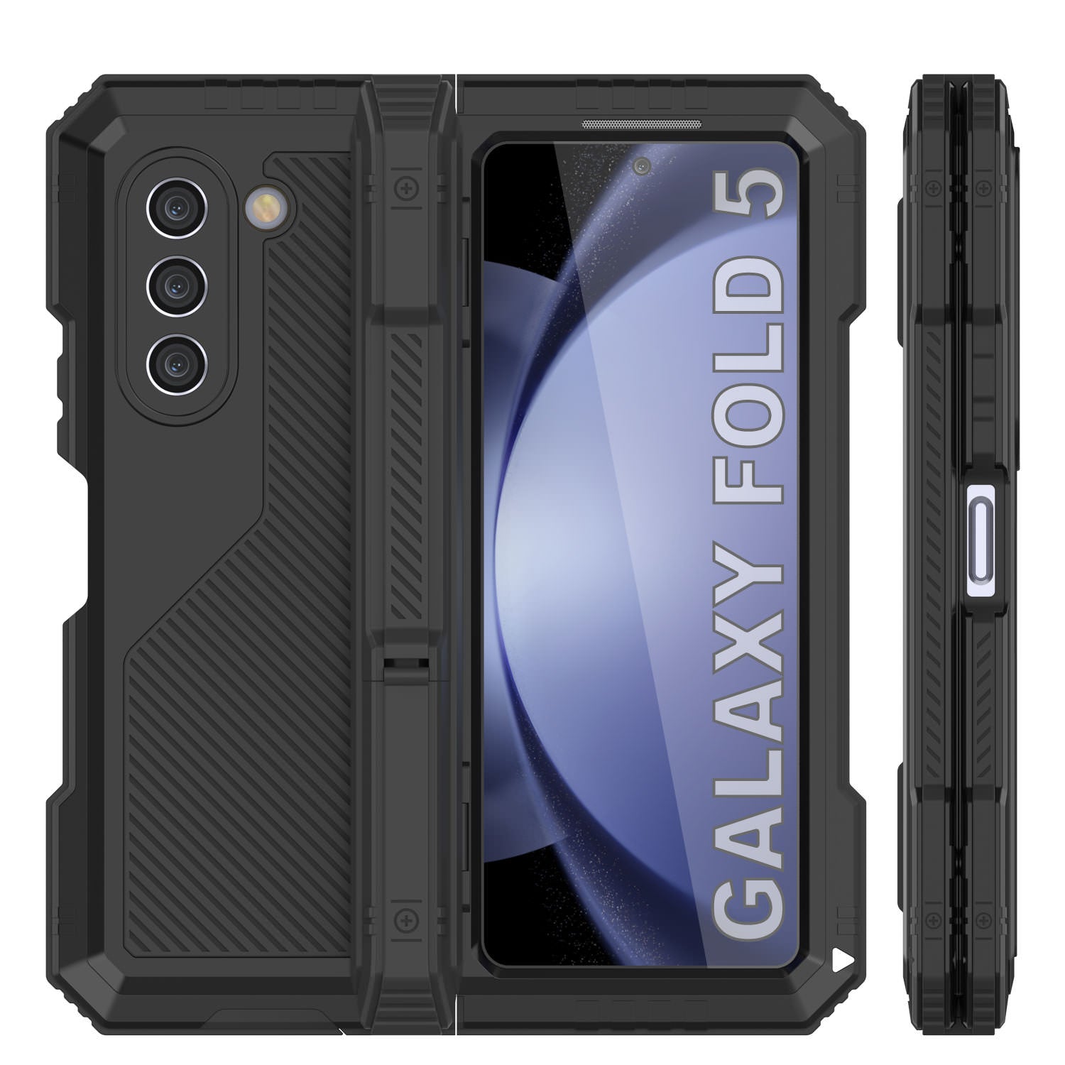 Galaxy Z Fold6 Metal Case, Heavy Duty Military Grade Armor Cover Full Body Hard [Black]