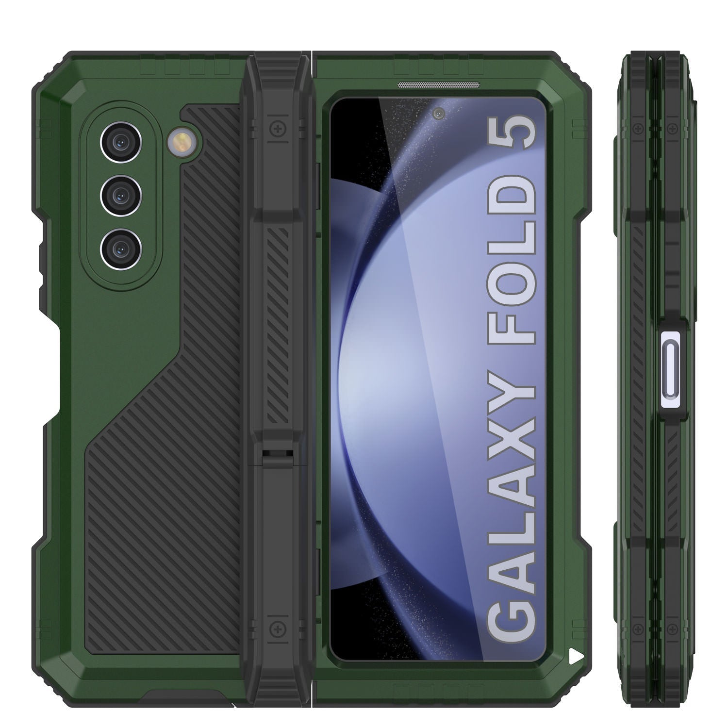 Galaxy Z Fold6 Metal Case, Heavy Duty Military Grade Armor Cover Full Body Hard [Dark Green]