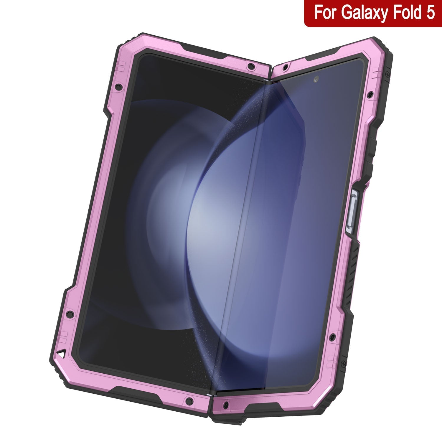 Galaxy Z Fold6 Metal Case, Heavy Duty Military Grade Armor Cover Full Body Hard [Pink]