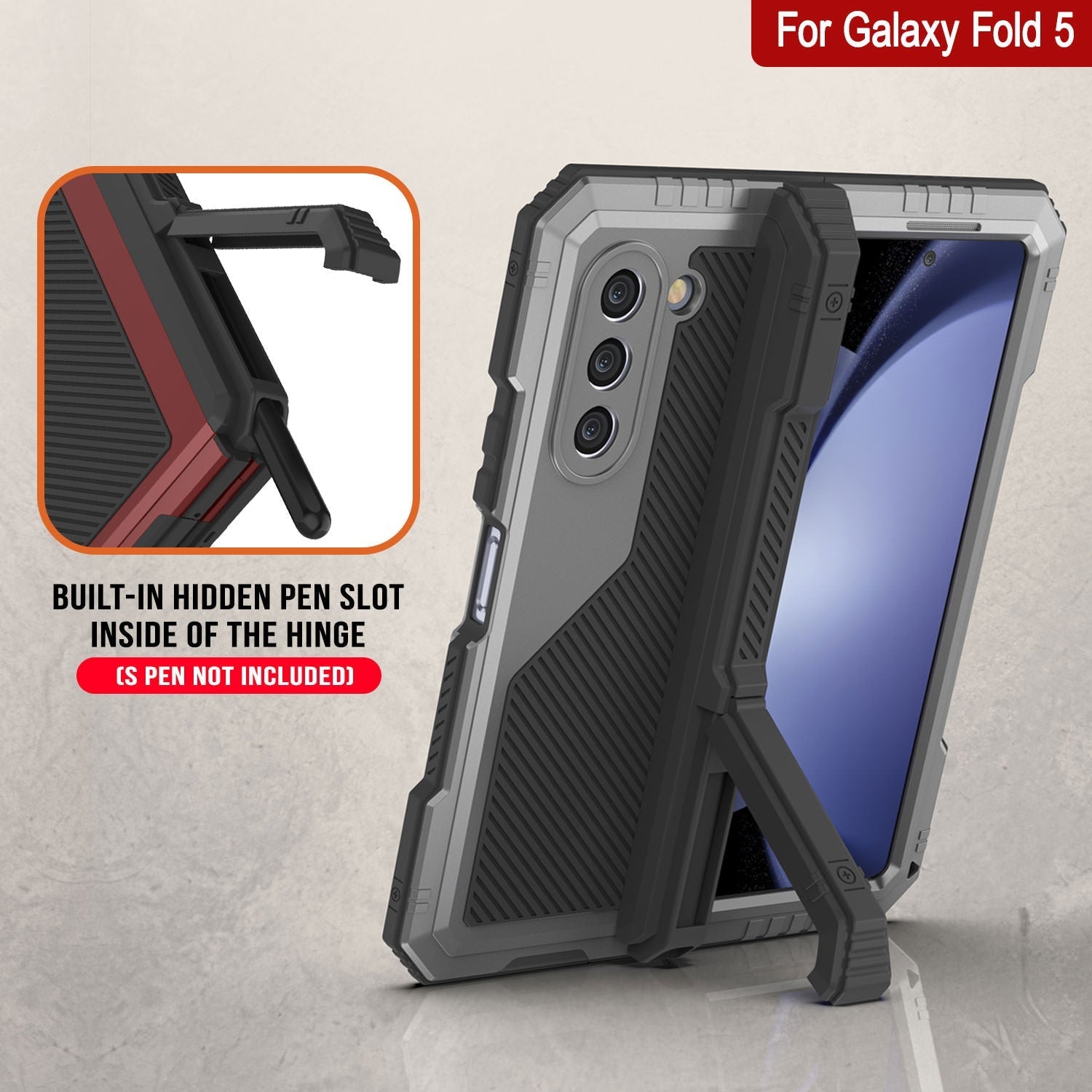 Galaxy Z Fold6 Metal Case, Heavy Duty Military Grade Armor Cover Full Body Hard [Silver]