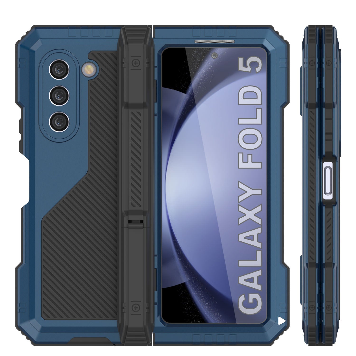 Galaxy Z Fold6 Metal Case, Heavy Duty Military Grade Armor Cover Full Body Hard [Blue]