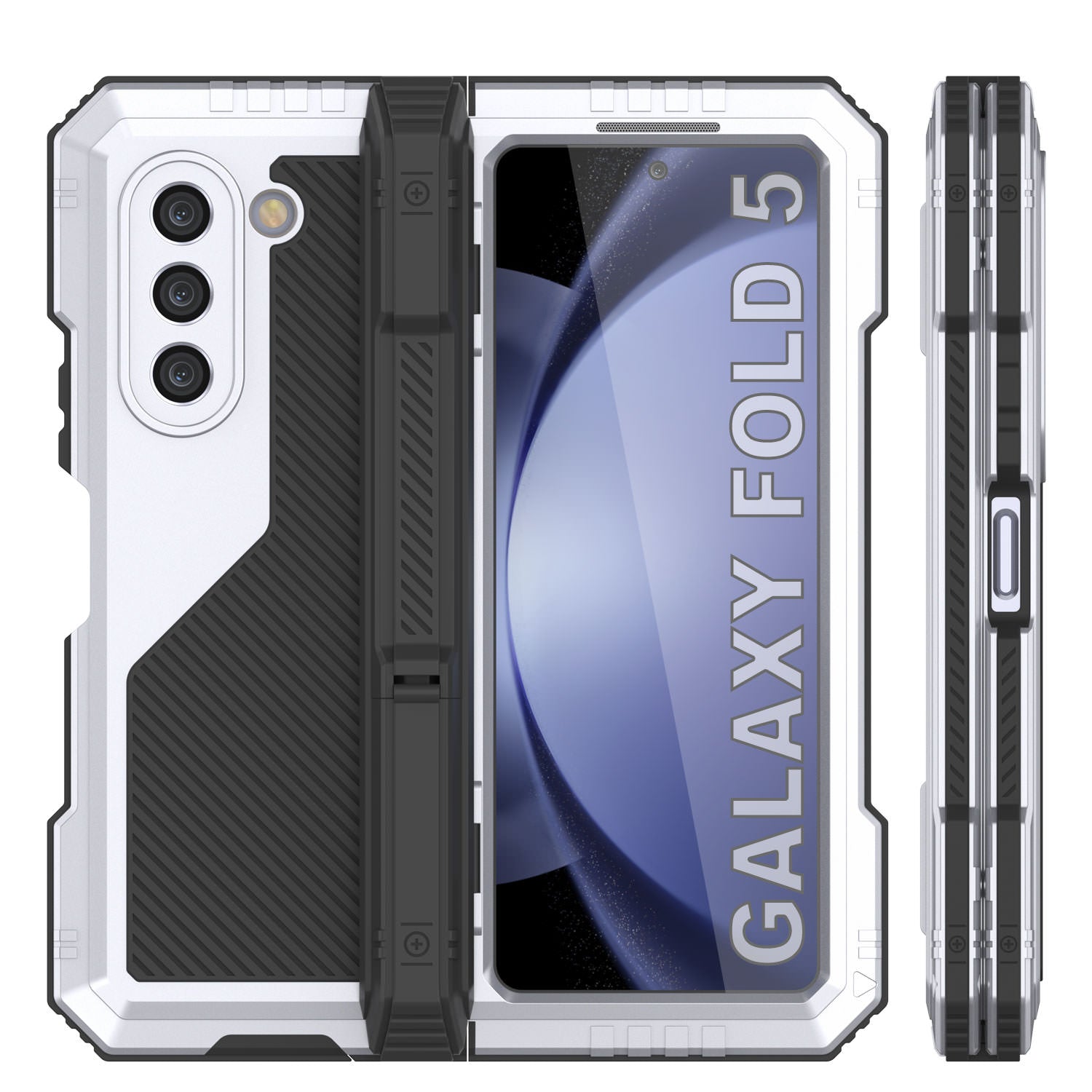 Galaxy Z Fold6 Metal Case, Heavy Duty Military Grade Armor Cover Full Body Hard [White]