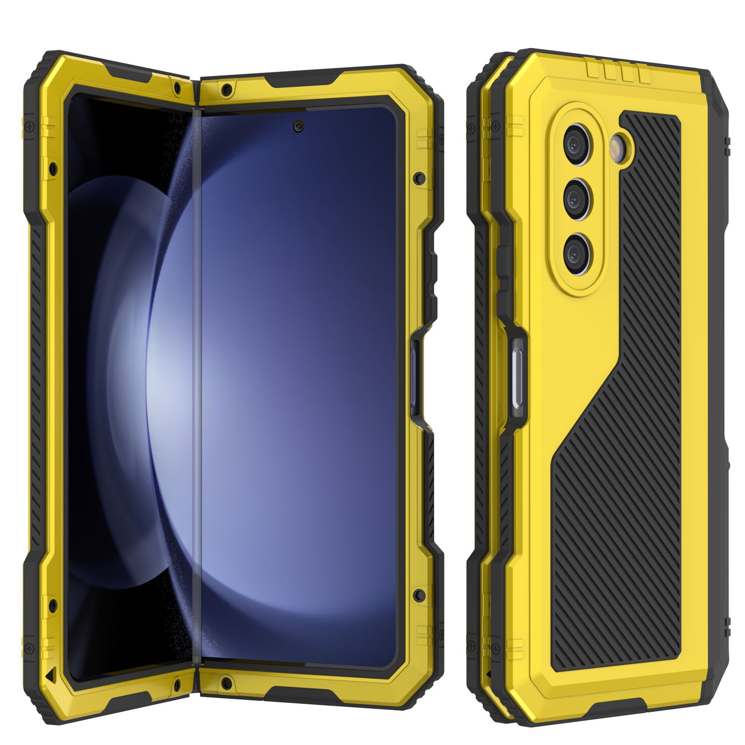 Galaxy Z Fold6 Metal Case, Heavy Duty Military Grade Armor Cover Full Body Hard [Neon]