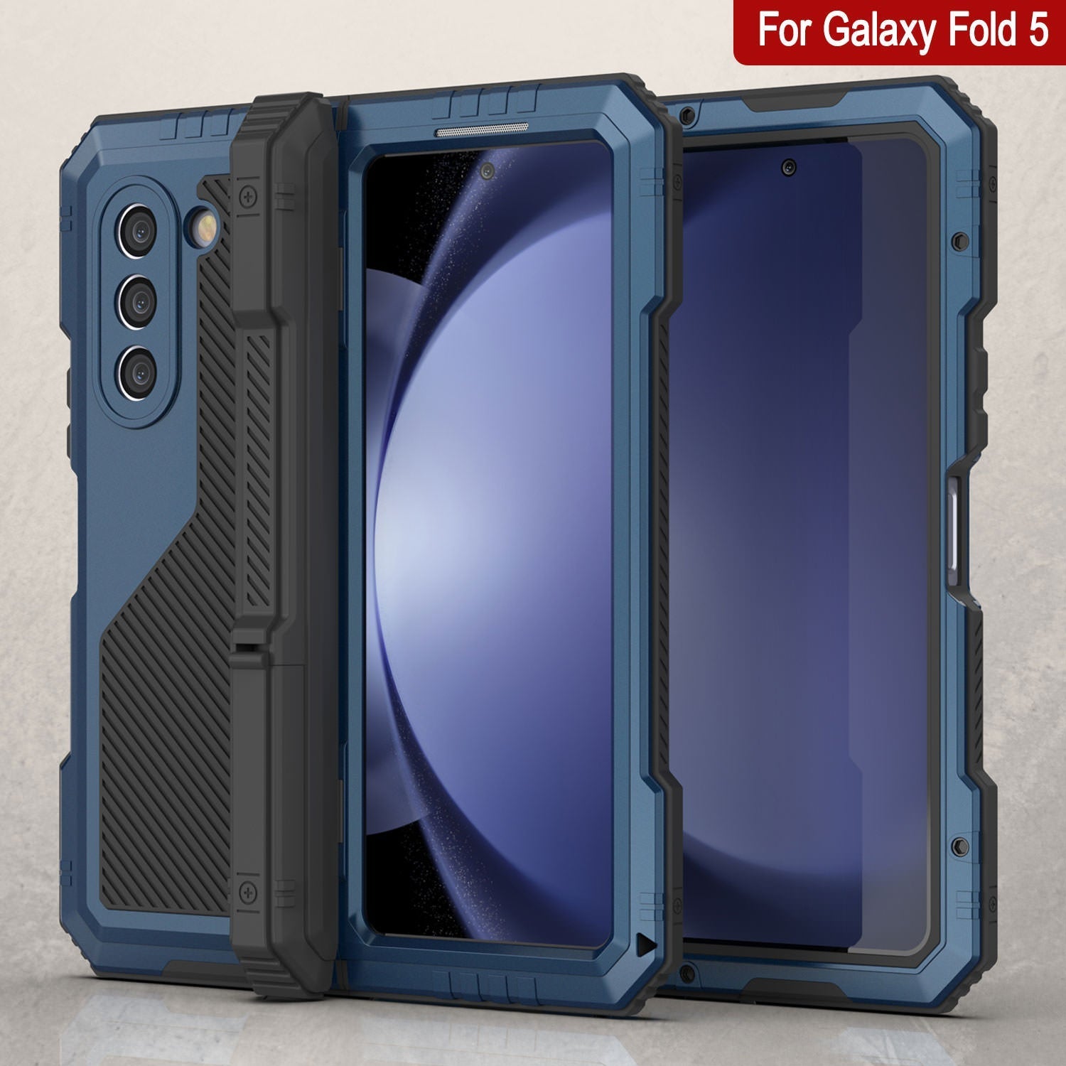 Galaxy Z Fold6 Metal Case, Heavy Duty Military Grade Armor Cover Full Body Hard [Blue]