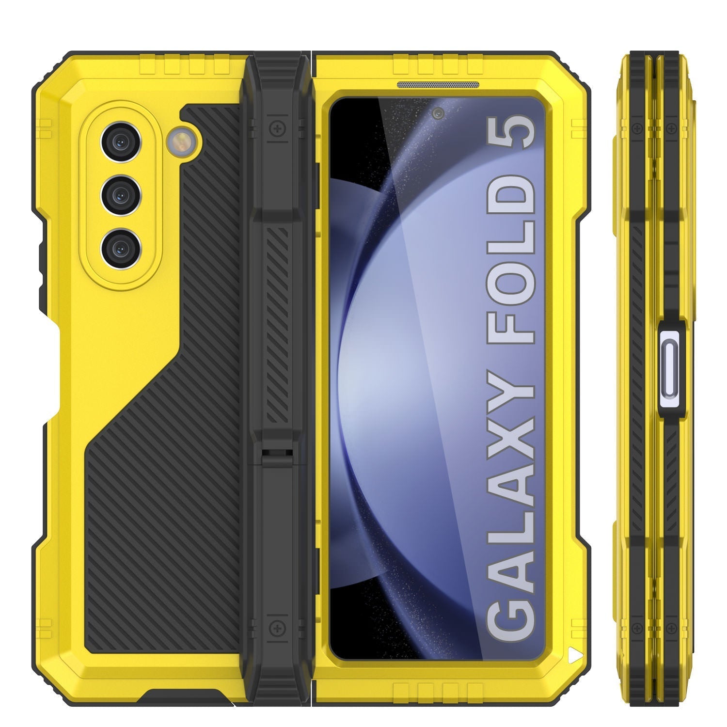 Galaxy Z Fold6 Metal Case, Heavy Duty Military Grade Armor Cover Full Body Hard [Neon]