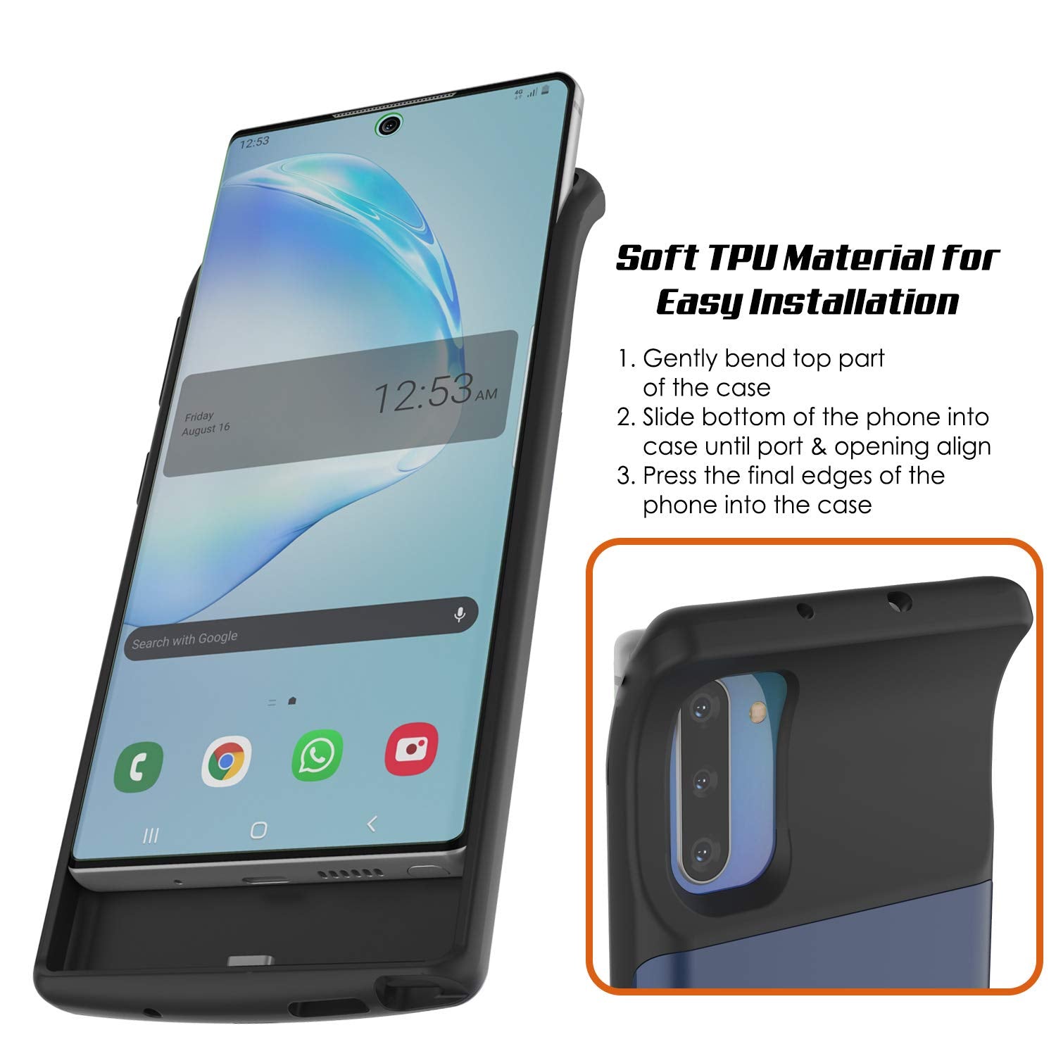 Galaxy Note 10 5200mAH Battery Charger W/ USB Port Slim Case [Blue]