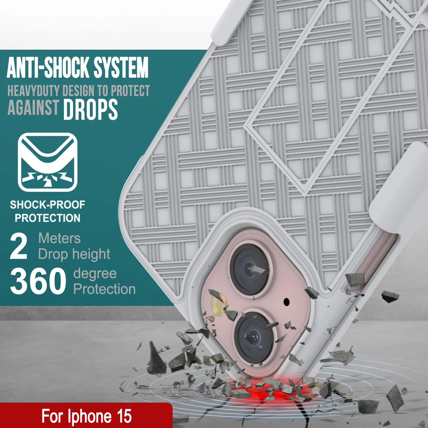 iPhone 15 Case With Tempered Glass Screen Protector, Holster Belt Clip & Built-In Kickstand [White]