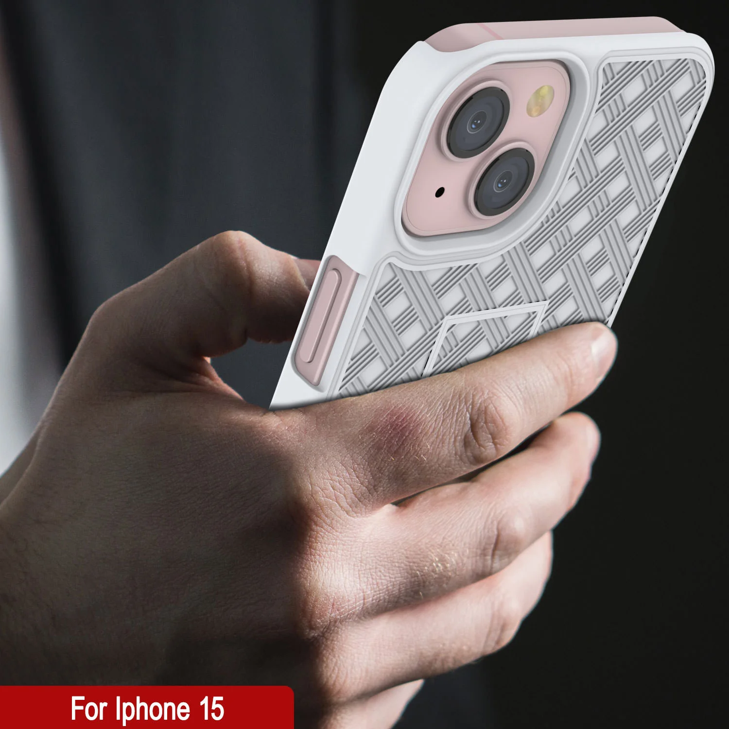 iPhone 15 Case With Tempered Glass Screen Protector, Holster Belt Clip & Built-In Kickstand [White]
