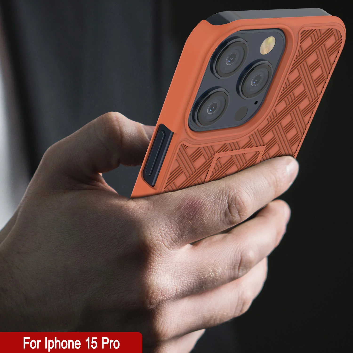 iPhone 15 Pro Case With Tempered Glass Screen Protector, Holster Belt Clip & Built-In Kickstand [Orange]