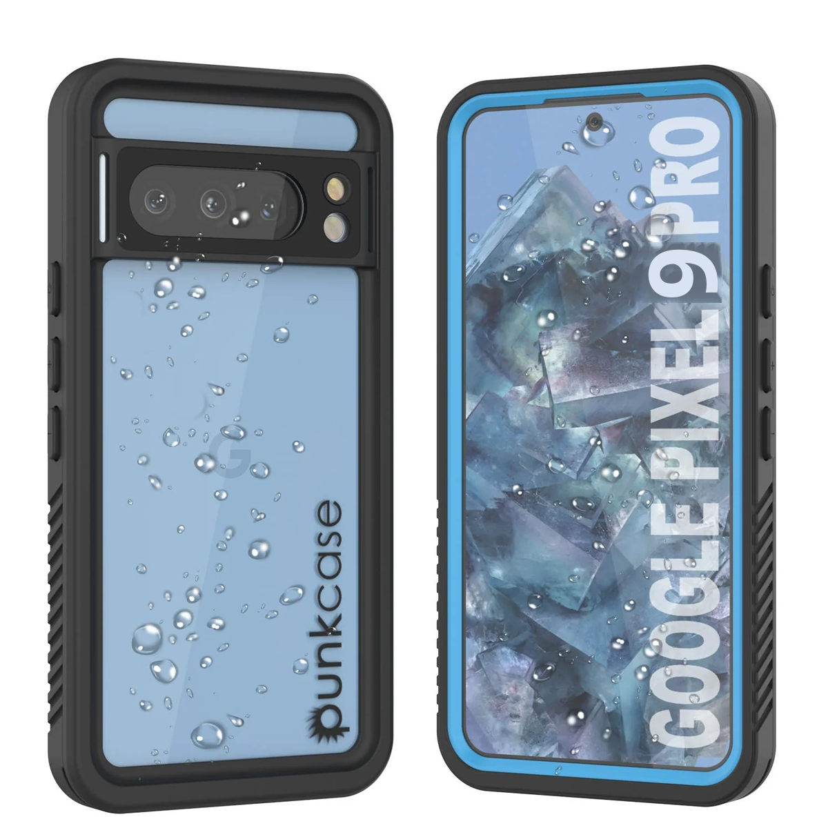 Google Pixel 9 Pro Waterproof Case, Punkcase [Extreme Series] Armor Cover W/ Built In Screen Protector [Light Blue]