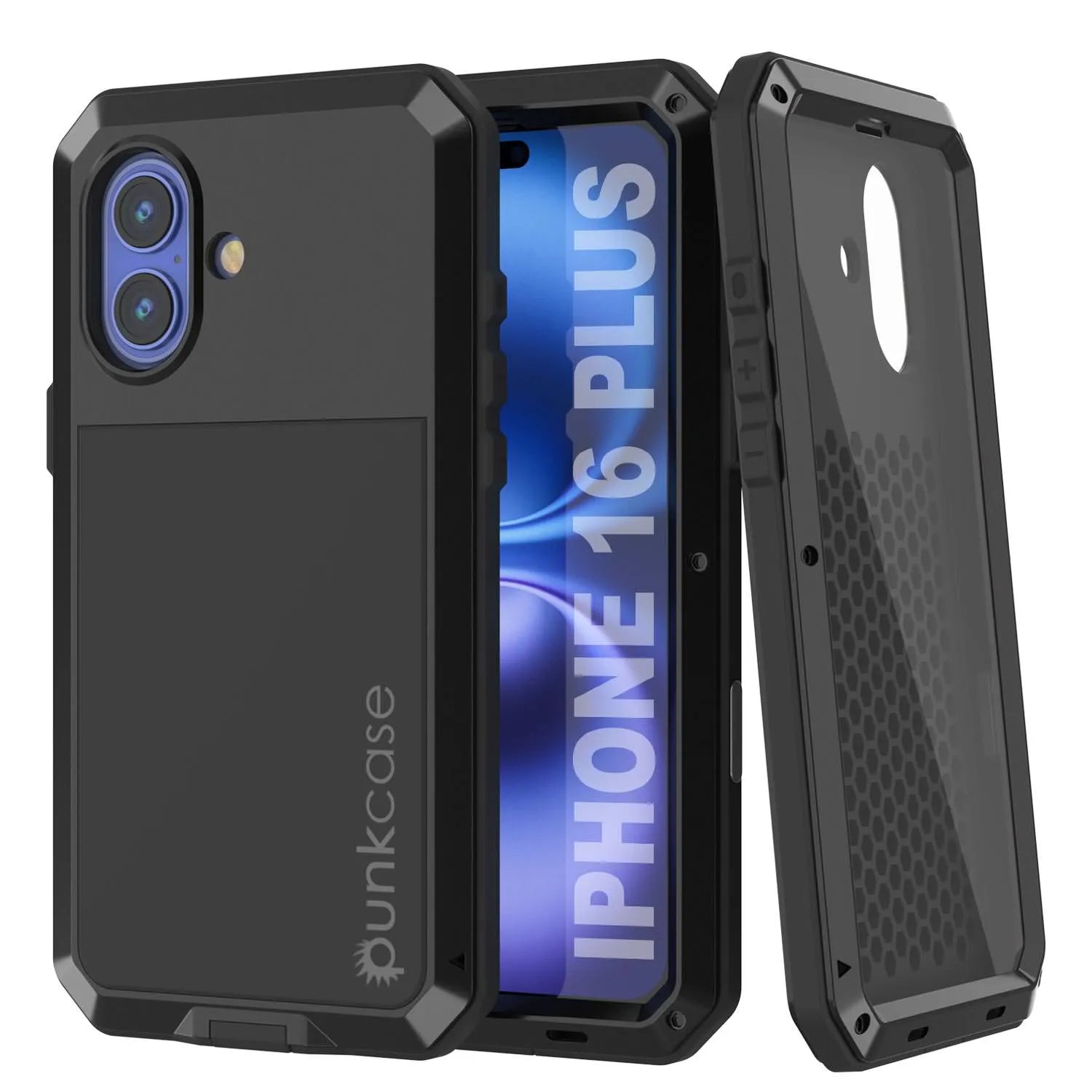 iPhone 16 Plus Metal Case, Heavy Duty Military Grade Armor Cover [shock proof] Full Body Hard [Black]