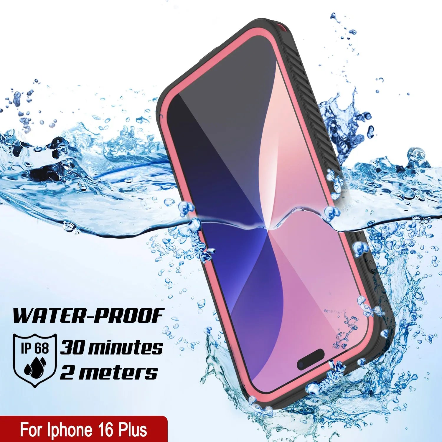 iPhone 16 Plus Waterproof Case, Punkcase [Extreme Mag Series] Armor Cover W/ Built In Screen Protector [Pink]