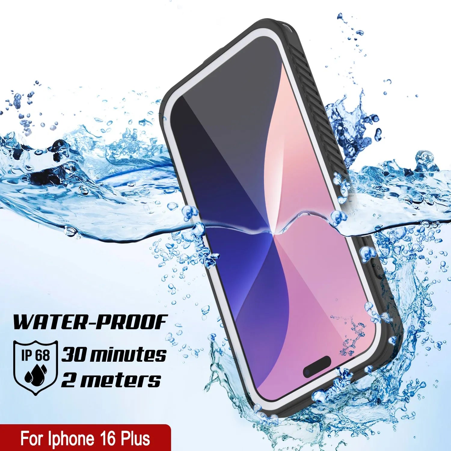 iPhone 16 Plus Waterproof Case, Punkcase [Extreme Mag Series] Armor Cover W/ Built In Screen Protector [White]