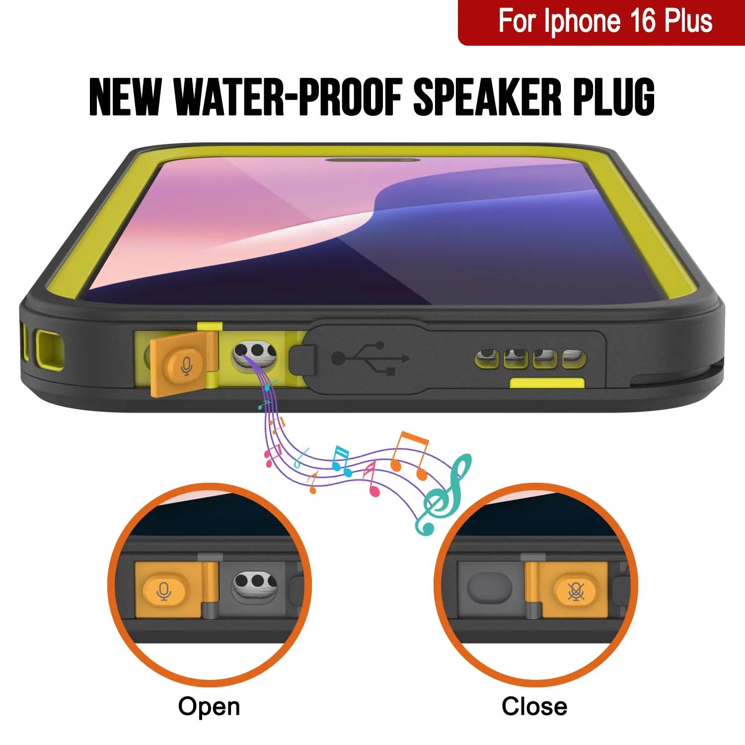 iPhone 16 Plus Waterproof Case, Punkcase [Extreme Mag Series] Armor Cover W/ Built In Screen Protector [Yellow]