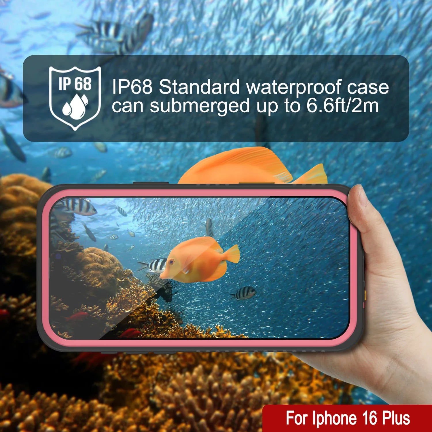 iPhone 16 Plus Waterproof Case, Punkcase [Extreme Series] Armor Cover W/ Built In Screen Protector [Pink]