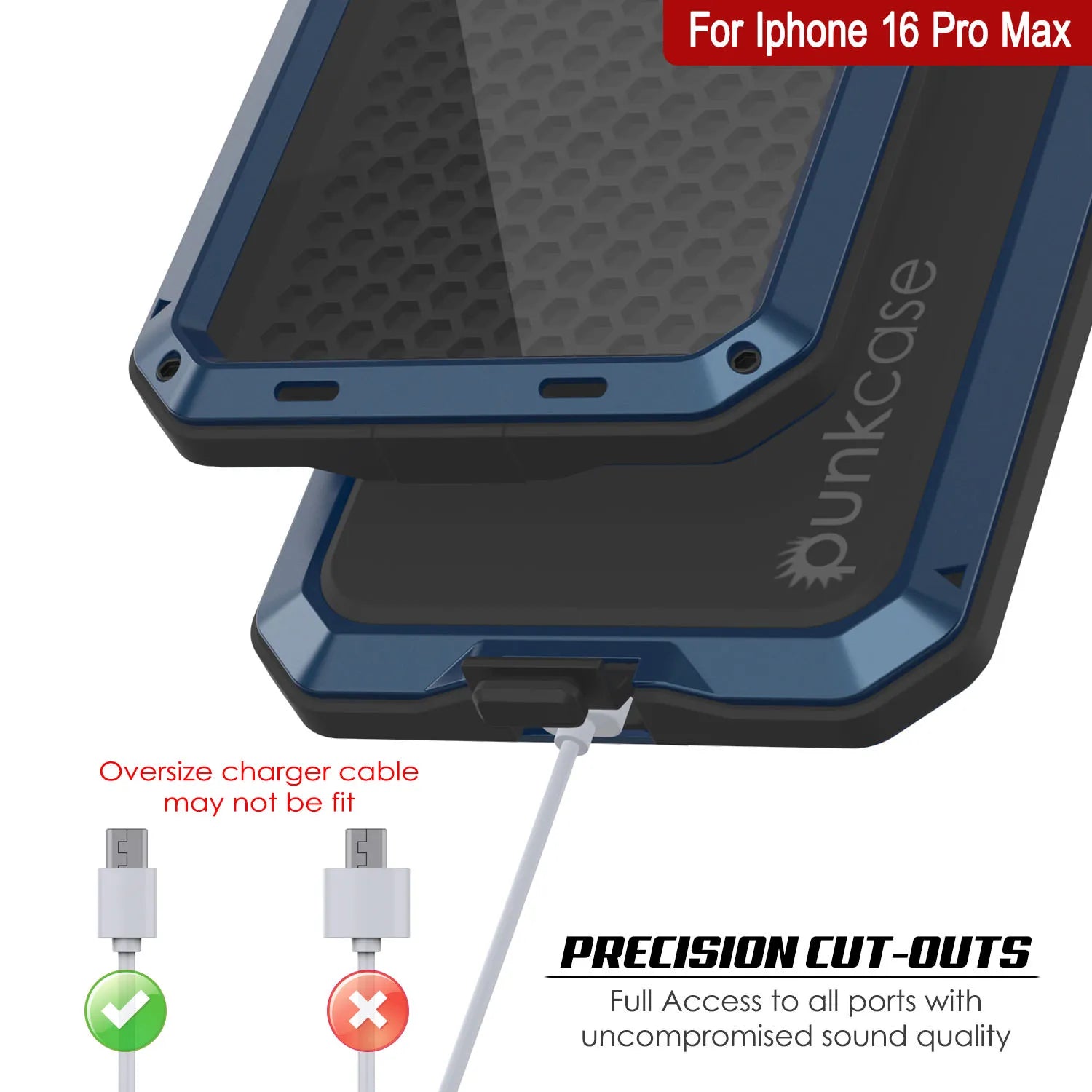 iPhone 16 Pro Max Metal Case, Heavy Duty Military Grade Armor Cover [shock proof] Full Body Hard [Blue]