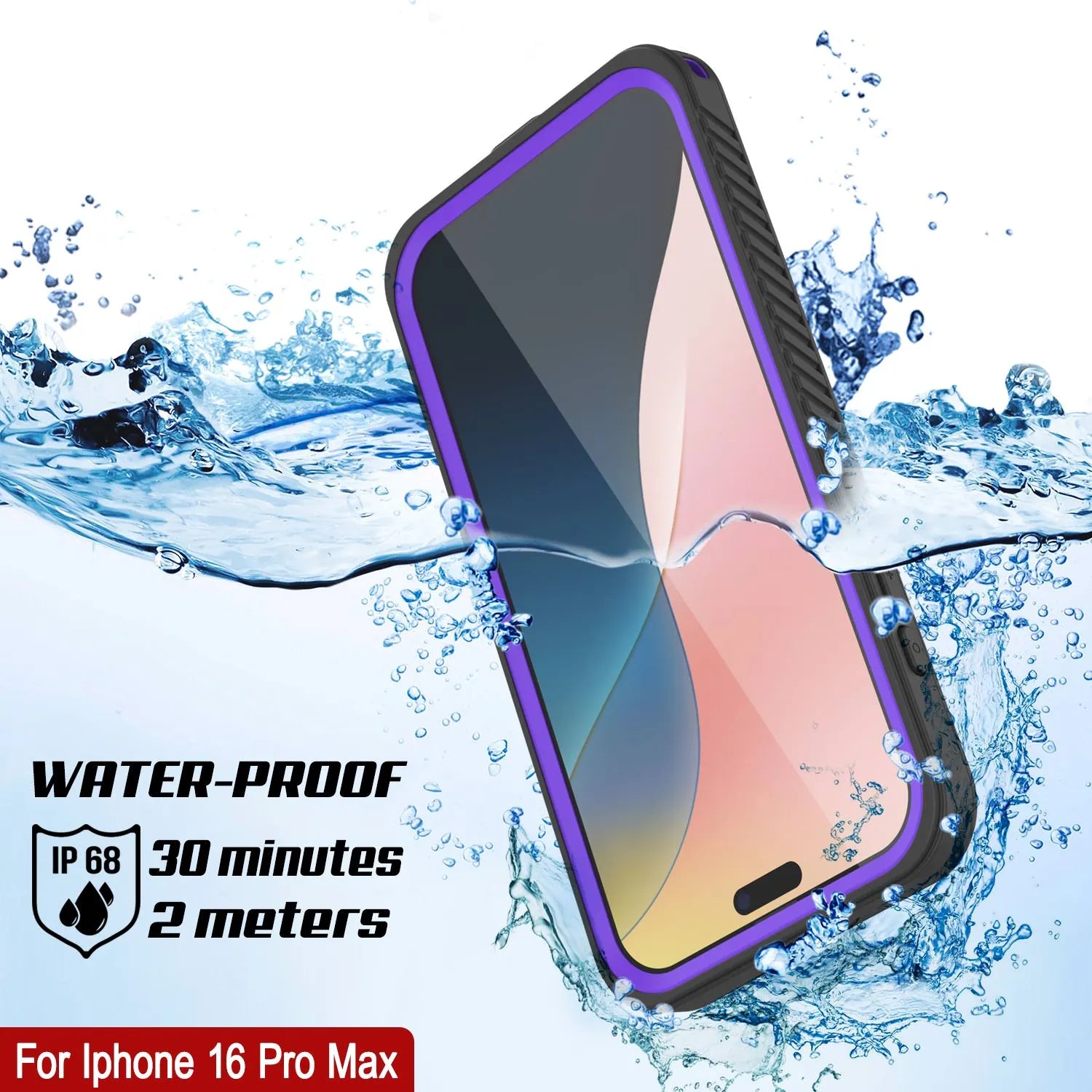 Products iPhone 16 Pro Max Waterproof Case, Punkcase [Extreme Mag Series] Armor Cover W/ Built In Screen Protector [Purple]