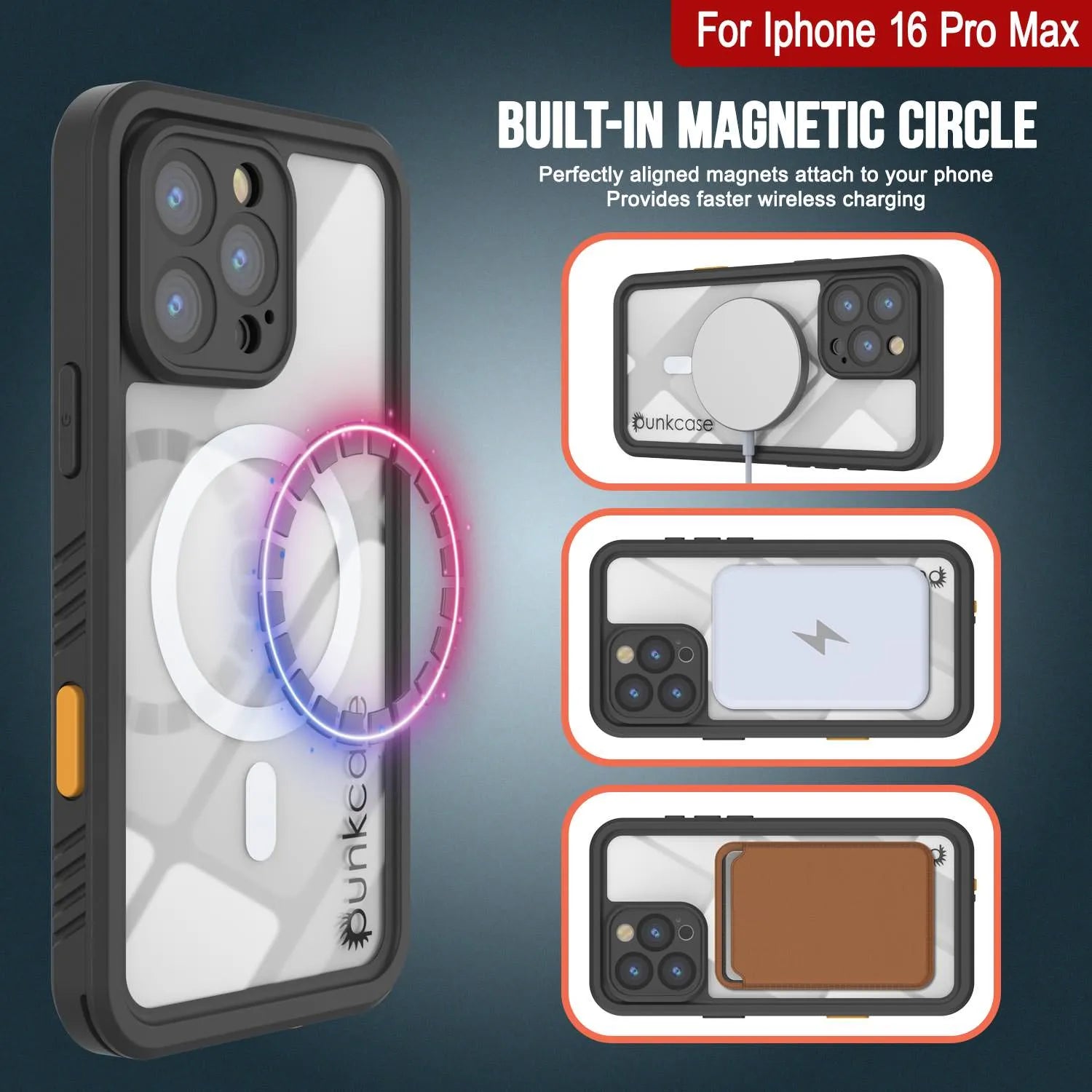 iPhone 16 Pro Max Waterproof Case, Punkcase [Extreme Mag Series] Armor Cover W/ Built In Screen Protector [White]