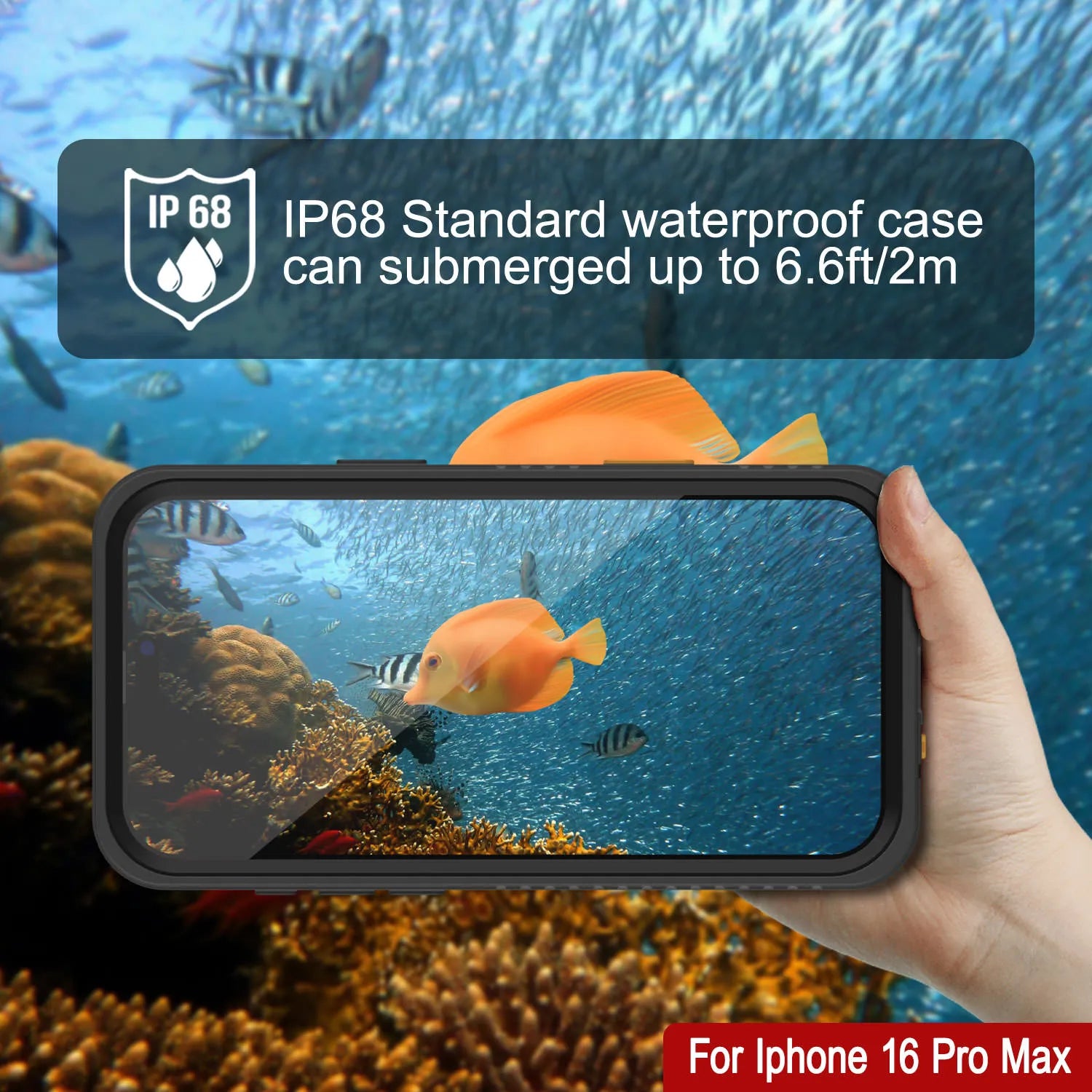 iPhone 16 Pro Max Waterproof Case, Punkcase [Extreme Series] Armor Cover W/ Built In Screen Protector [Black]