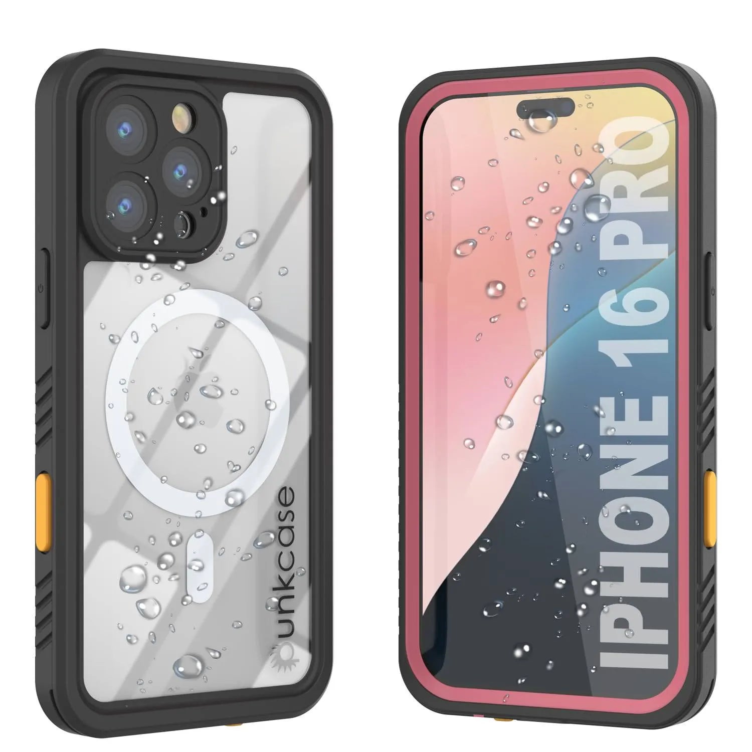 iPhone 16 Pro Waterproof Case, Punkcase [Extreme Mag Series] Armor Cover W/ Built In Screen Protector [Pink]