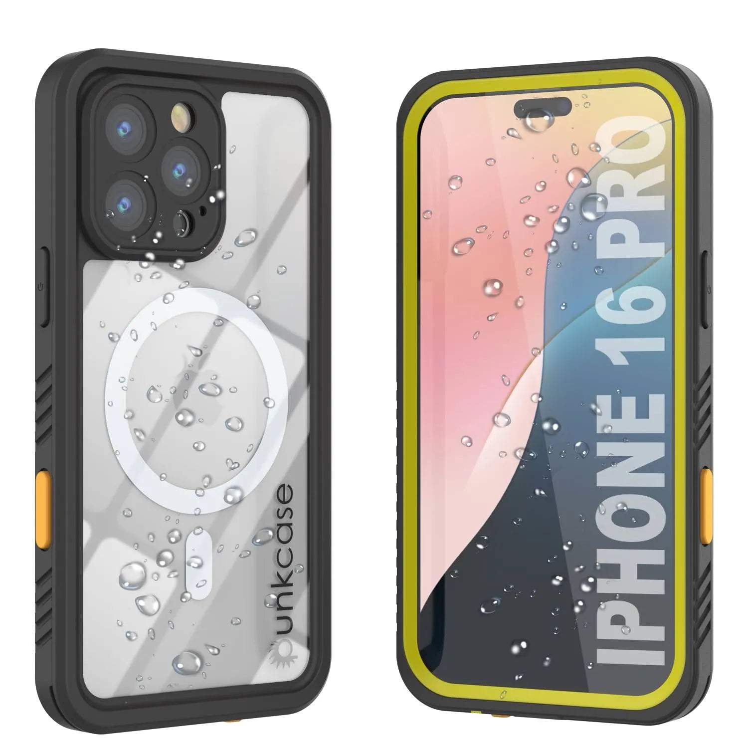 iPhone 16 Pro Waterproof Case, Punkcase [Extreme Mag Series] Armor Cover W/ Built In Screen Protector [Yellow]