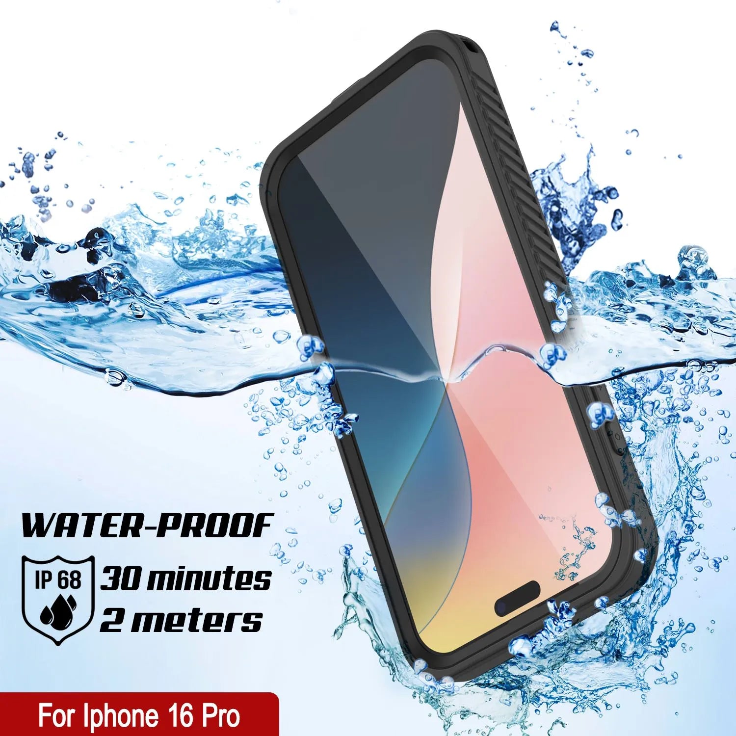 iPhone 16 Pro Waterproof Case, Punkcase [Extreme Mag Series] Armor Cover W/ Built In Screen Protector [Black]