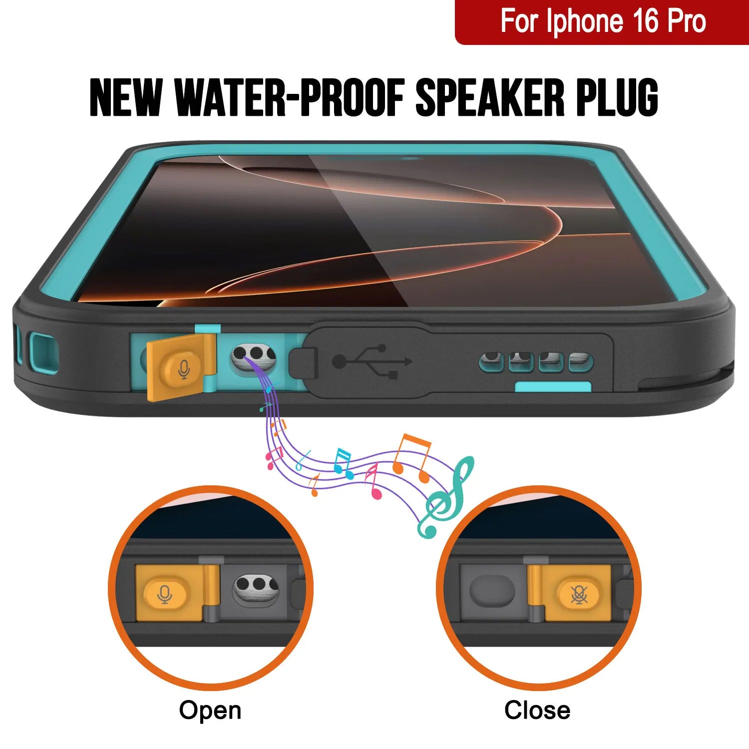 iPhone 16 Pro Waterproof Case, Punkcase [Extreme Series] Armor Cover W/ Built In Screen Protector [Teal]