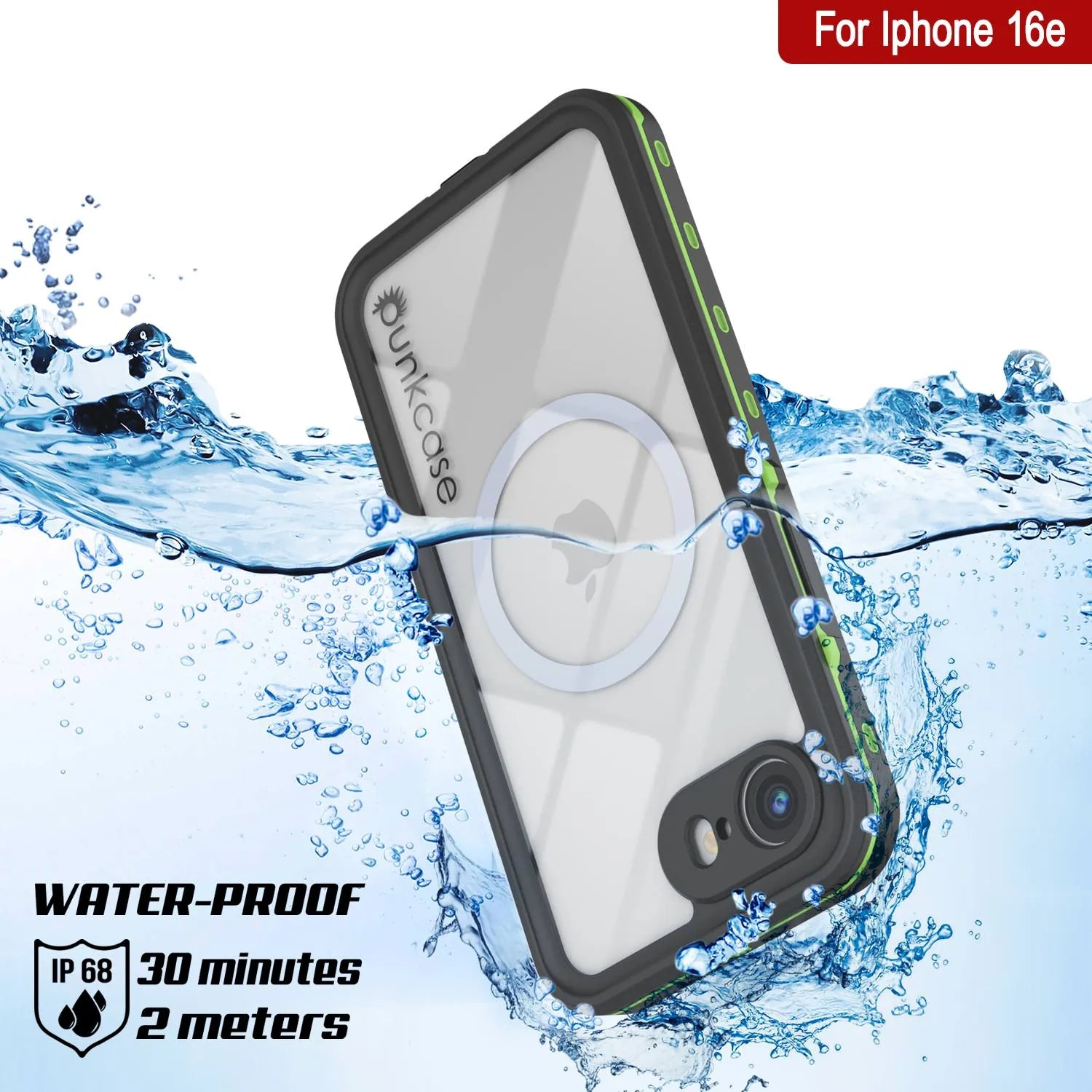 iPhone 16e Waterproof IP68 Case, Punkcase [Light green] [StudStar Series] [Slim Fit] [Dirtproof]