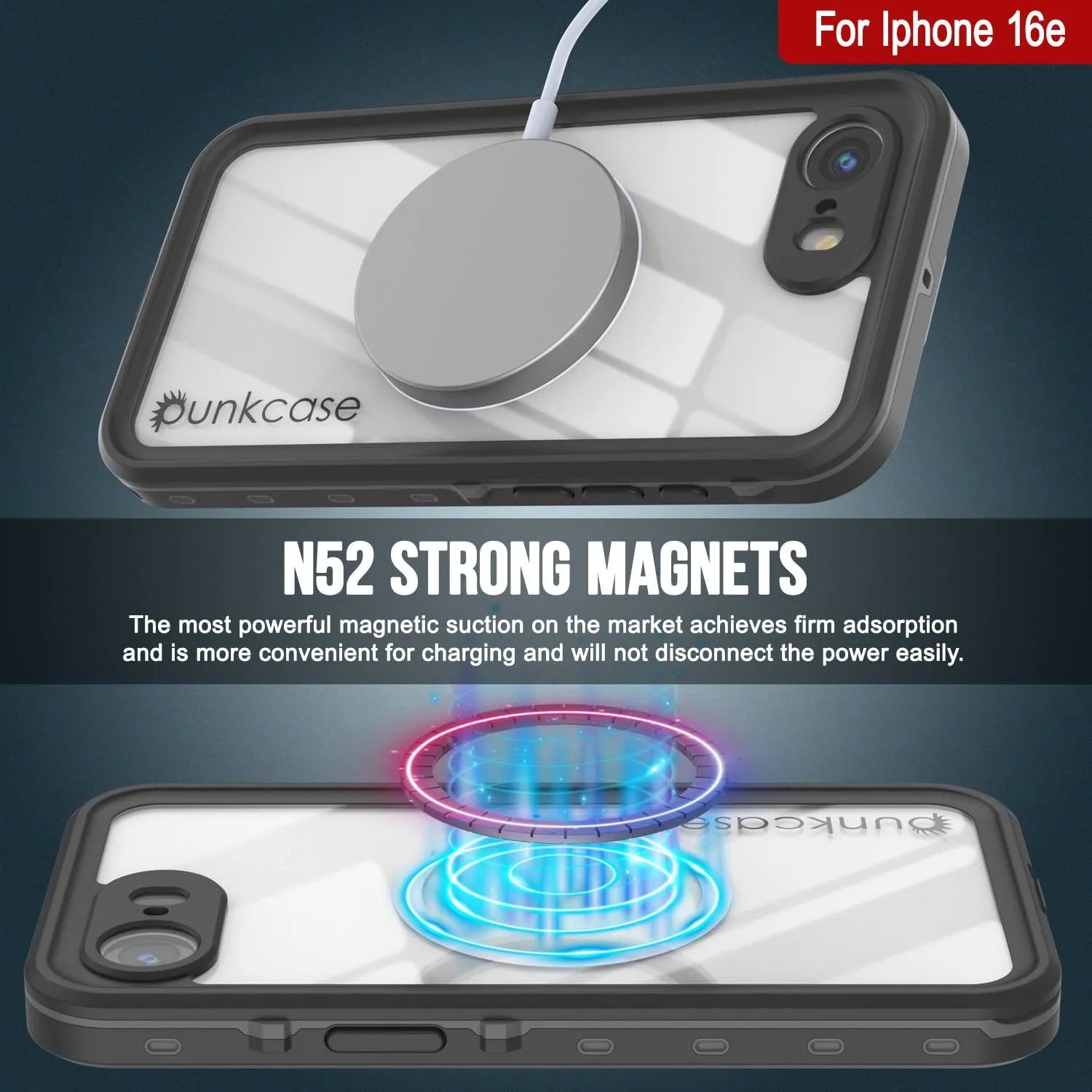 iPhone 16e Waterproof IP68 Case, Punkcase [Black] [StudStar Series] [Slim Fit]