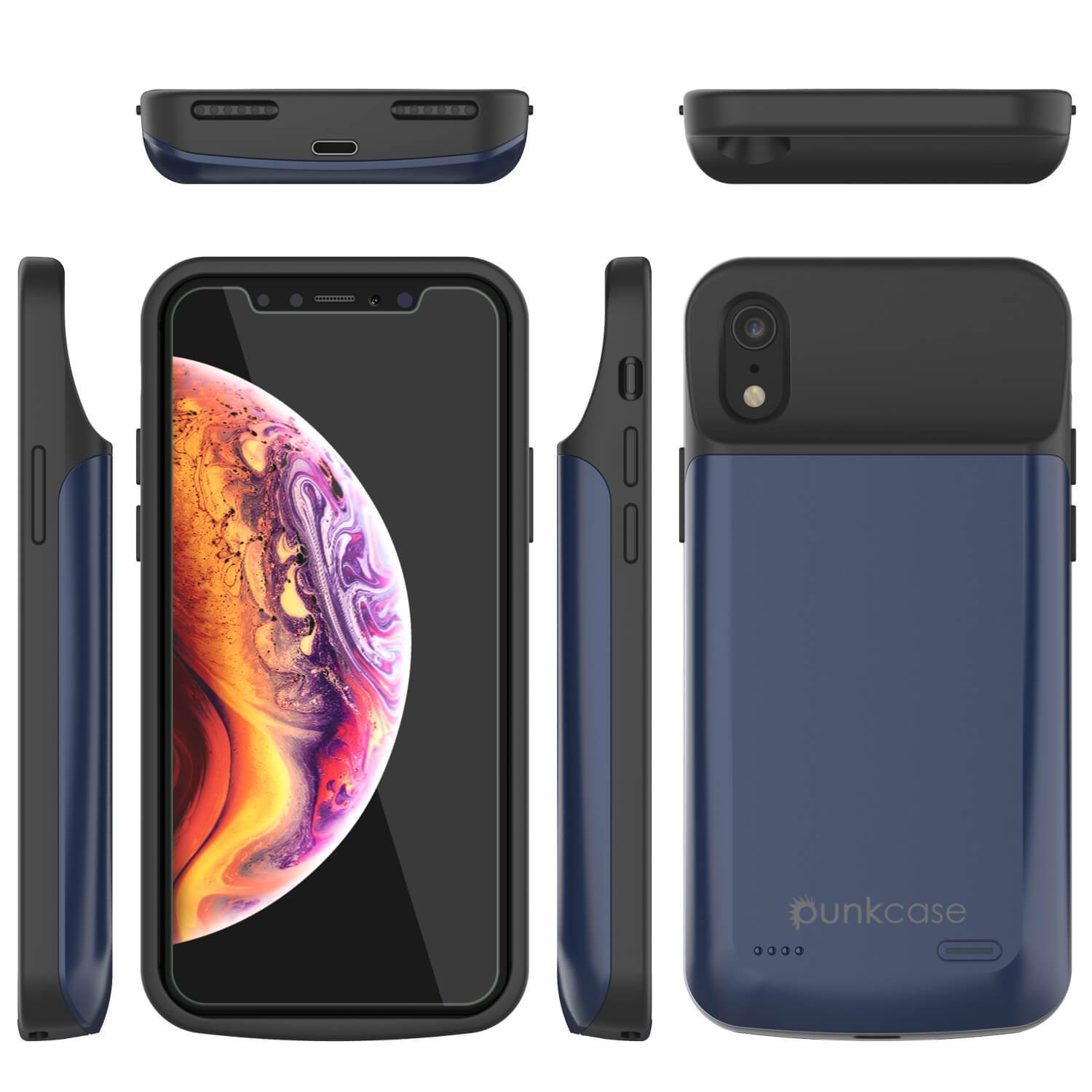 iPhone 11 Battery Case, PunkJuice 5000mAH Fast Charging Power Bank W/ Screen Protector | [Blue]