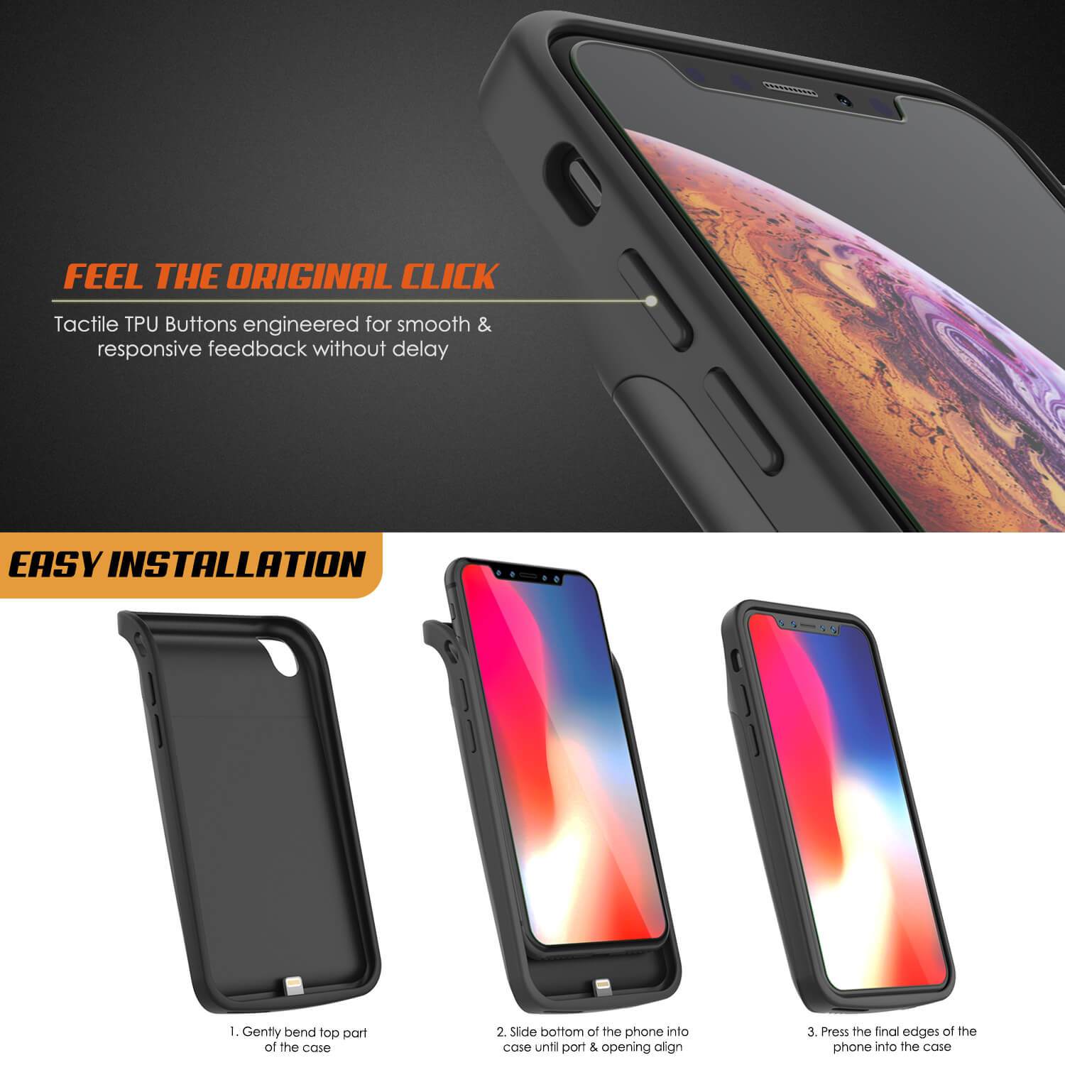 iPhone 11 Pro Max Battery Case, PunkJuice 5000mAH Fast Charging Power Bank W/ Screen Protector | [Black]