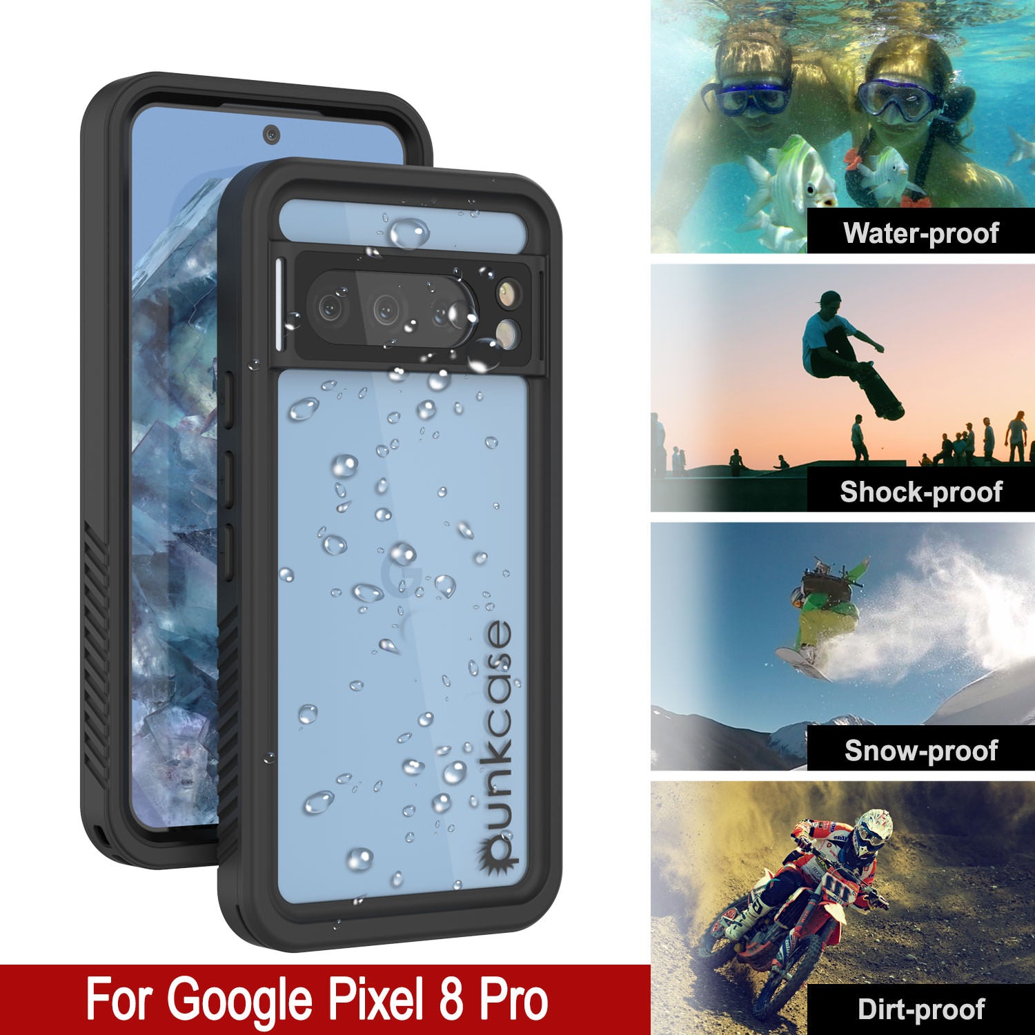 Google Pixel 9 Pro Waterproof Case, Punkcase [Extreme Series] Armor Cover W/ Built In Screen Protector [Black]