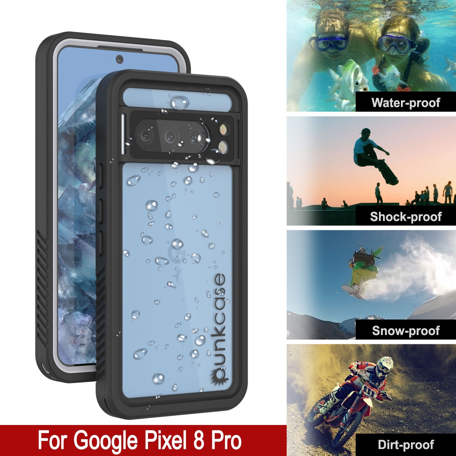 Google Pixel 9 Pro XL Waterproof Case, Punkcase [Extreme Series] Armor Cover W/ Built In Screen Protector [White]