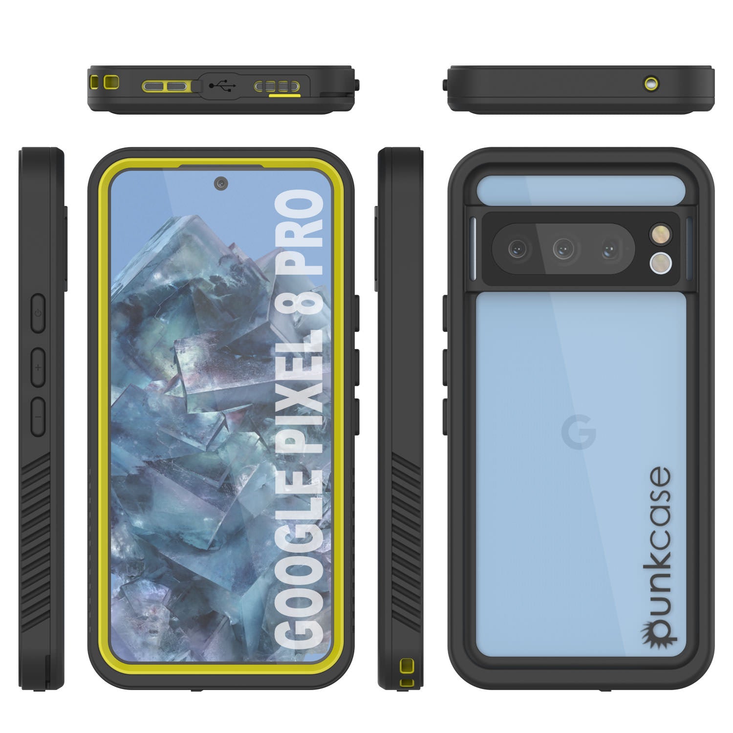 Google Pixel 9 Pro XL Waterproof Case, Punkcase [Extreme Series] Armor Cover W/ Built In Screen Protector [Yellow]