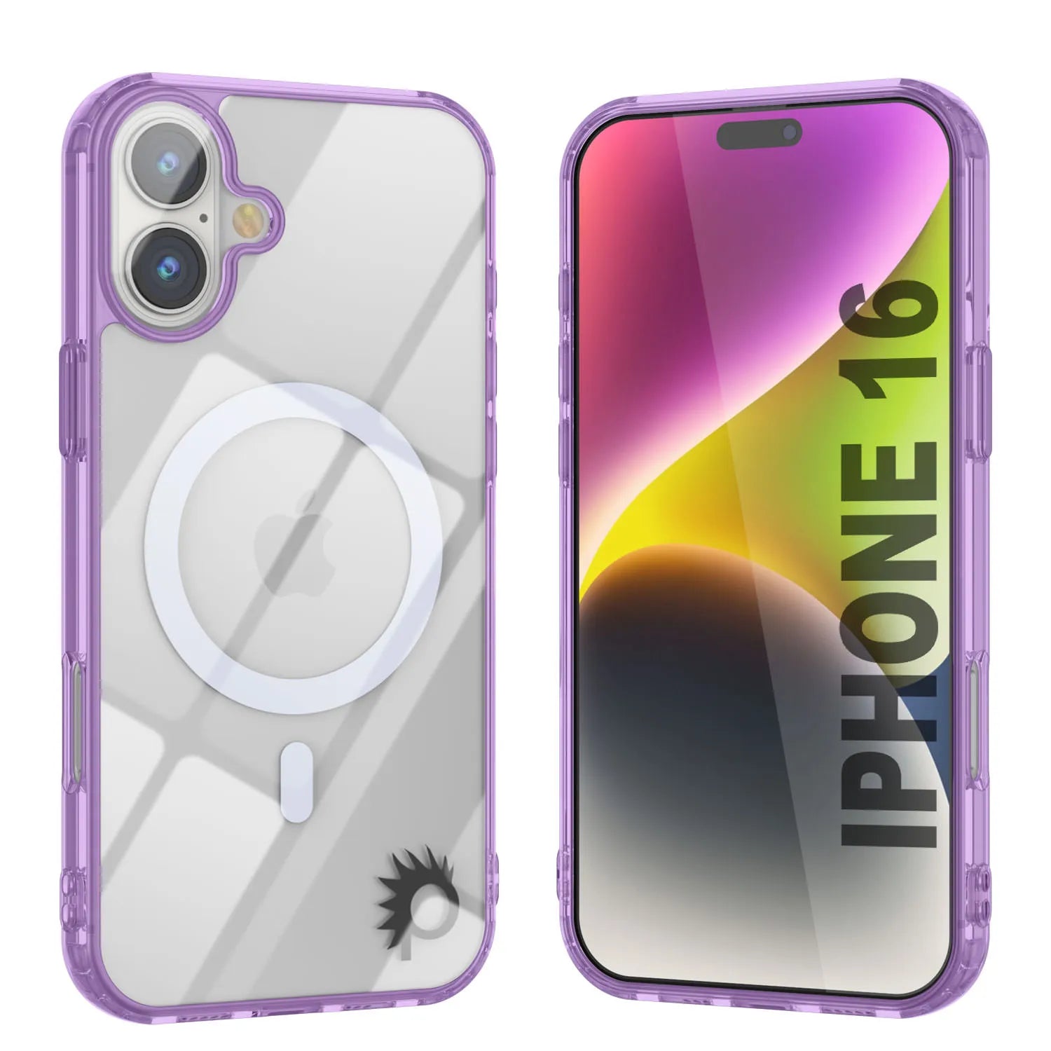 Punkcase iPhone 16 Magnetic Wireless Charging Case [ClearMag Series][Purple]