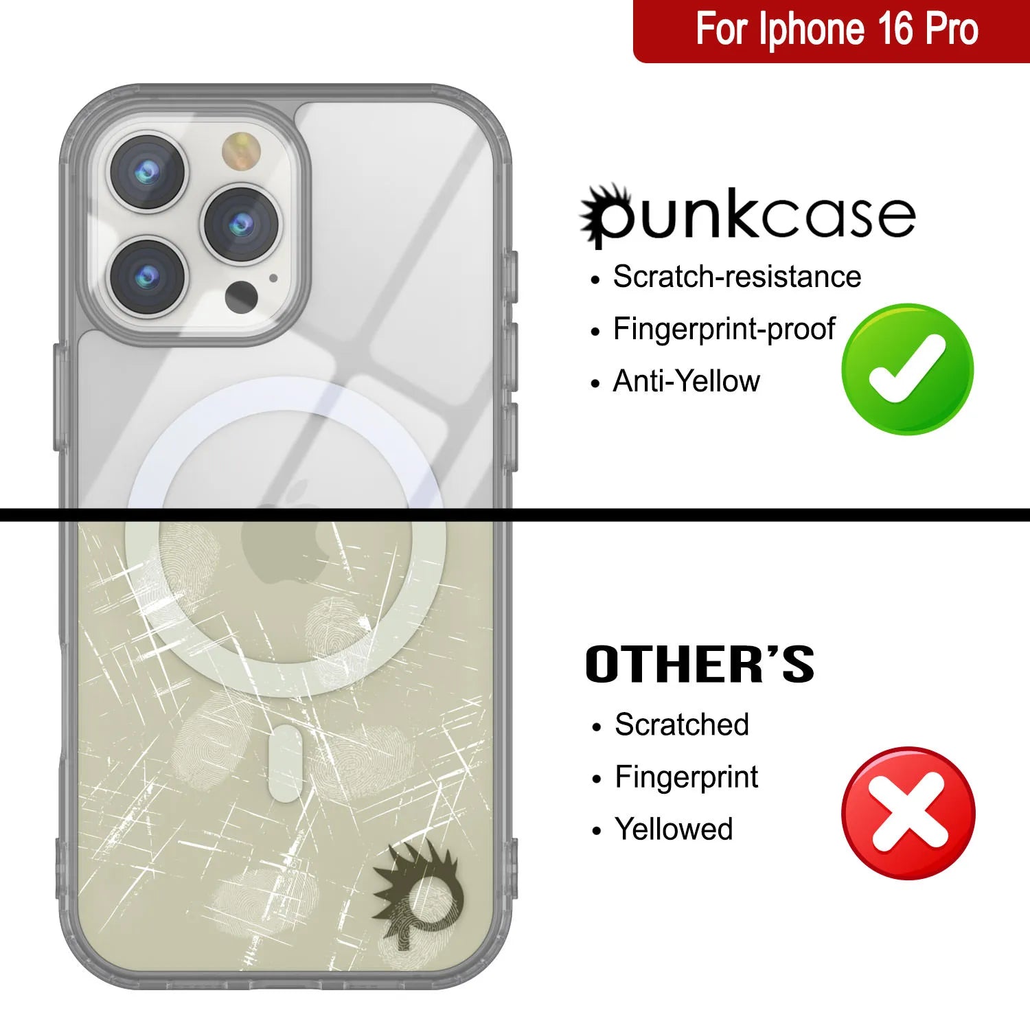 Punkcase iPhone 16 Pro Magnetic Wireless Charging Case [ClearMag Series][Silver]