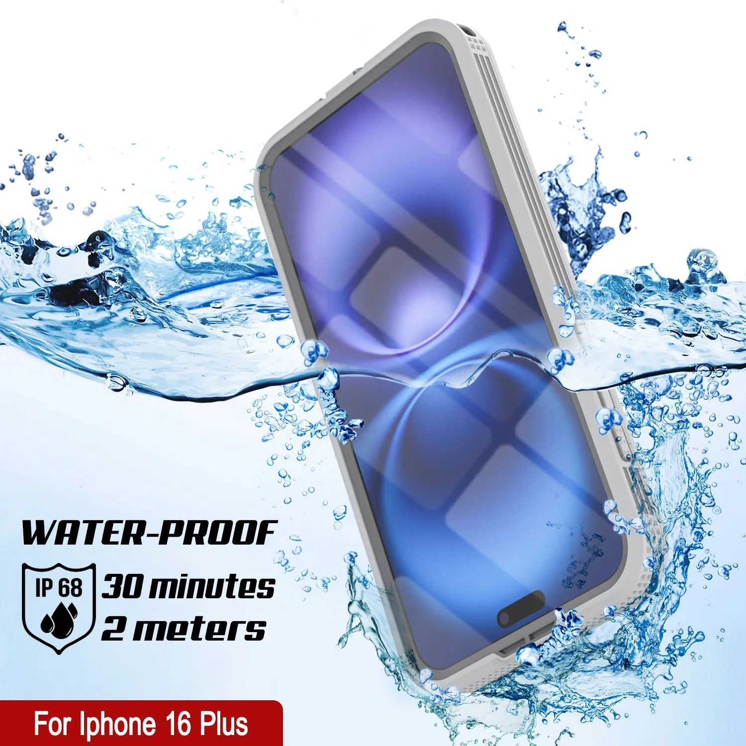 iPhone 16 Plus Waterproof Case [Alpine 2.0 Series] [Slim Fit] [IP68 Certified] [Shockproof] [White]