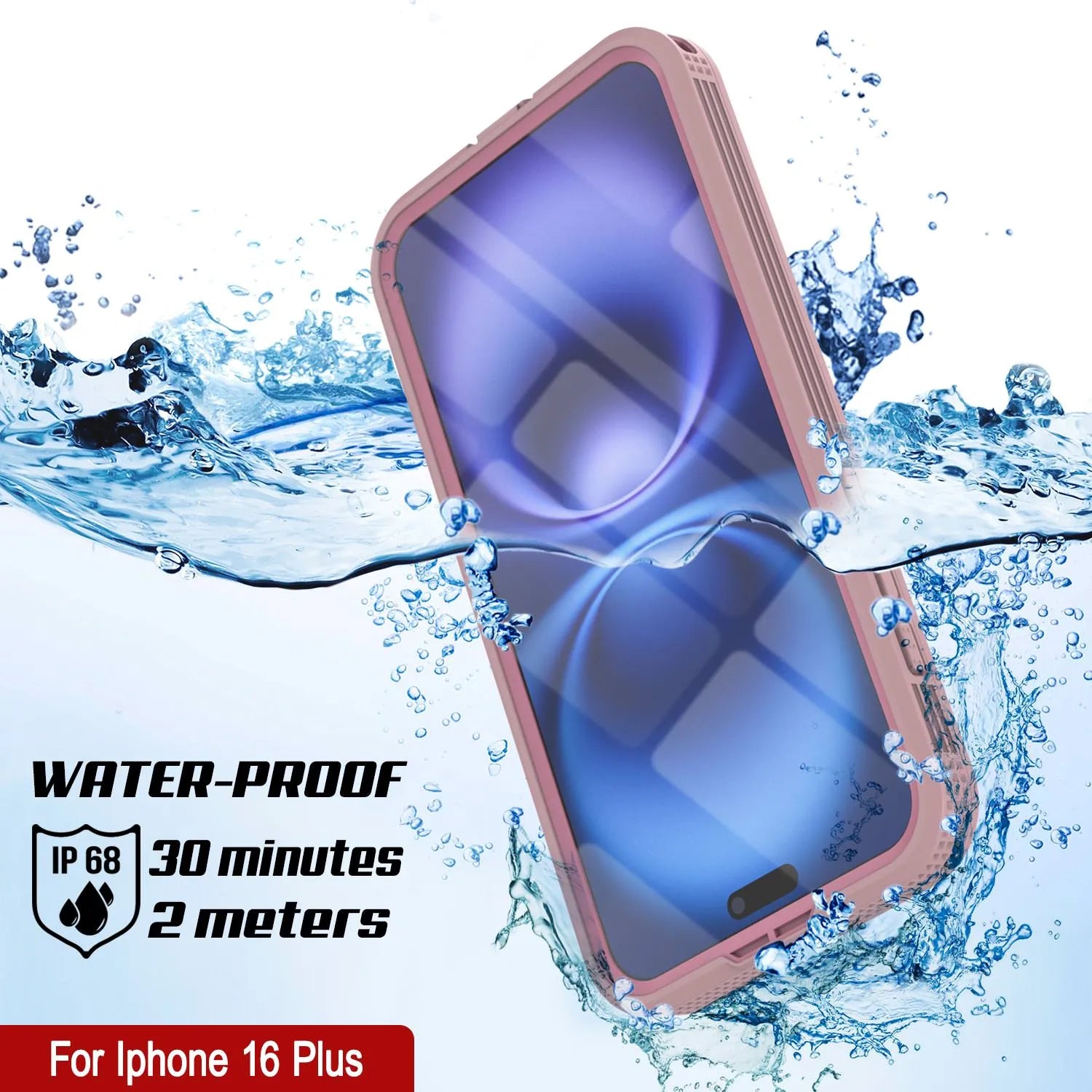 iPhone 16 Plus Waterproof Case [Alpine 2.0 Series] [Slim Fit] [IP68 Certified] [Shockproof] [Pink]