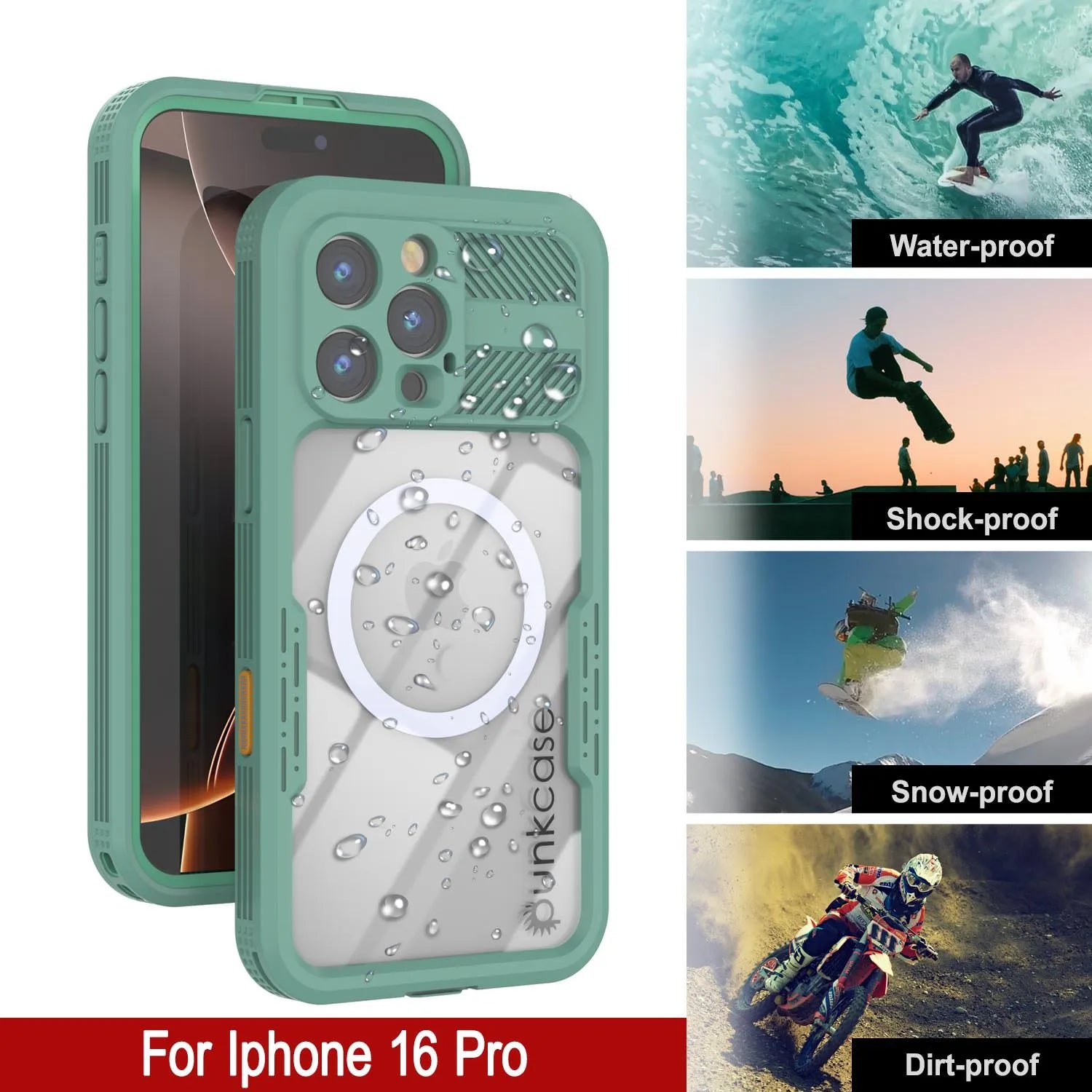 iPhone 16 Pro Waterproof Case [Alpine 2.0 Series] [Slim Fit] [IP68 Certified] [Shockproof] [Teal]