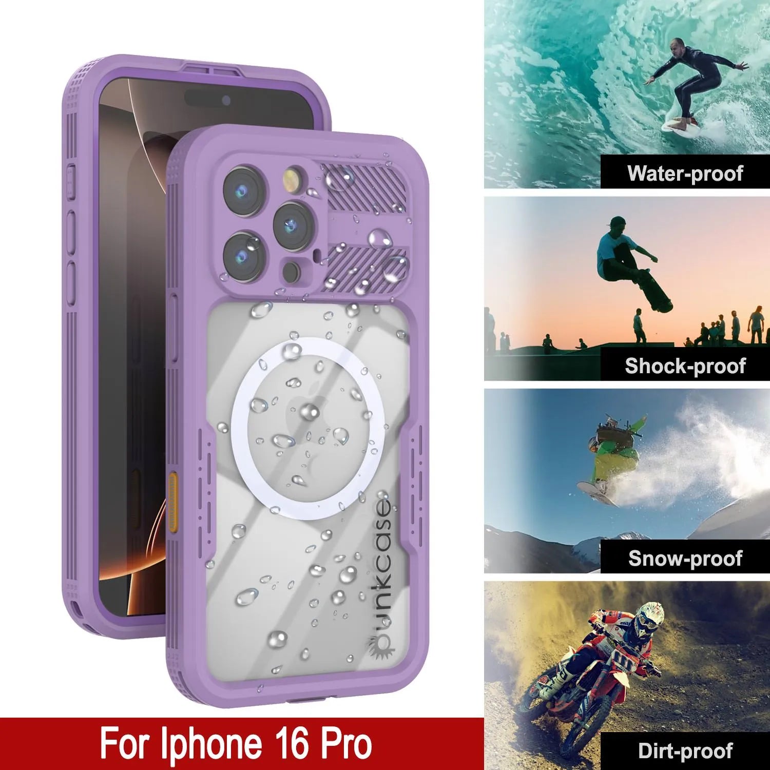 iPhone 16 Pro Waterproof Case [Alpine 2.0 Series] [Slim Fit] [IP68 Certified] [Shockproof] [Lilac]