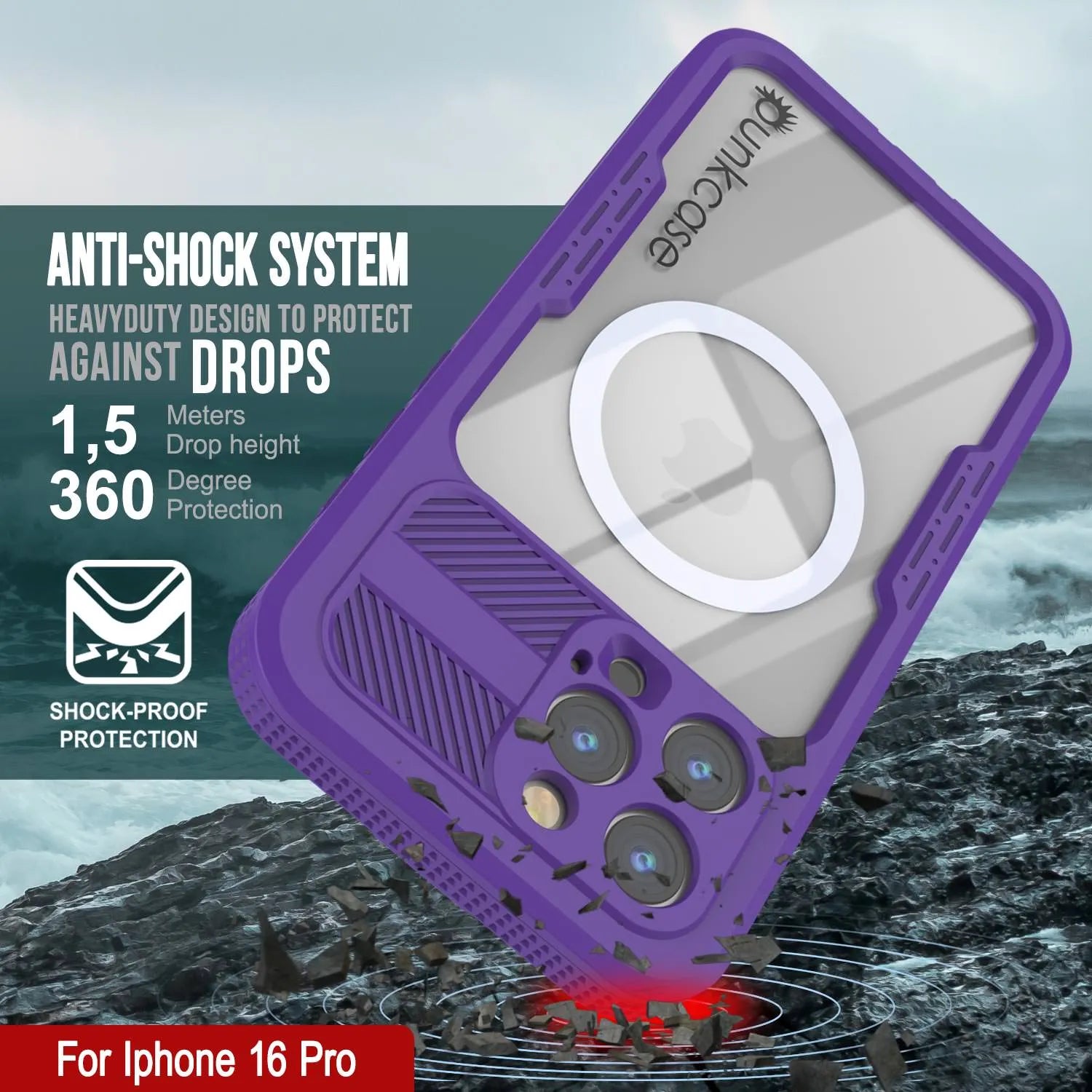 iPhone 16 Pro Waterproof Case [Alpine 2.0 Series] [Slim Fit] [IP68 Certified] [Shockproof] [Purple]