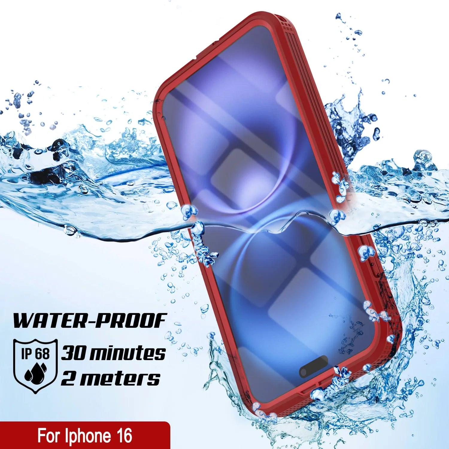 iPhone 16 Waterproof Case [Alpine 2.0 Series] [Slim Fit] [IP68 Certified] [Shockproof] [Red]