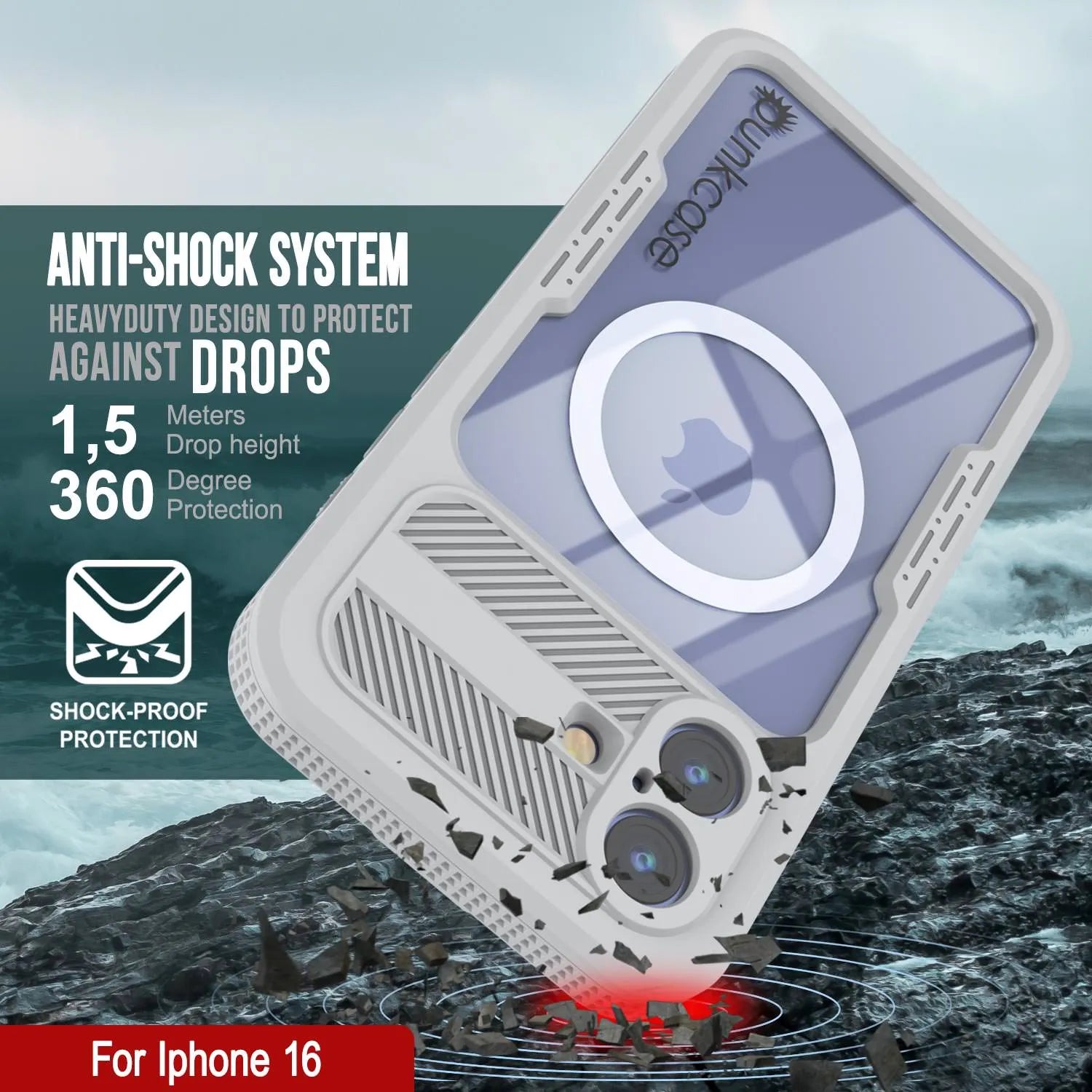 iPhone 16 Waterproof Case [Alpine 2.0 Series] [Slim Fit] [IP68 Certified] [Shockproof] [White]