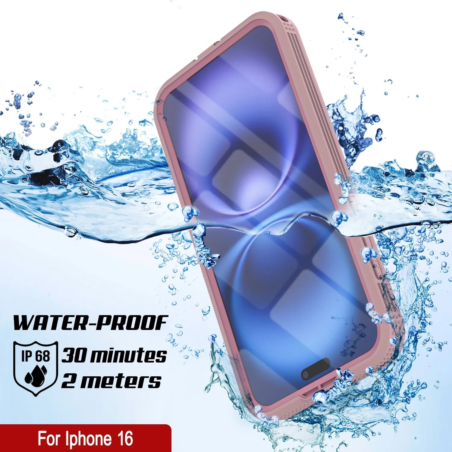 iPhone 16 Waterproof Case [Alpine 2.0 Series] [Slim Fit] [IP68 Certified] [Shockproof] [Pink]