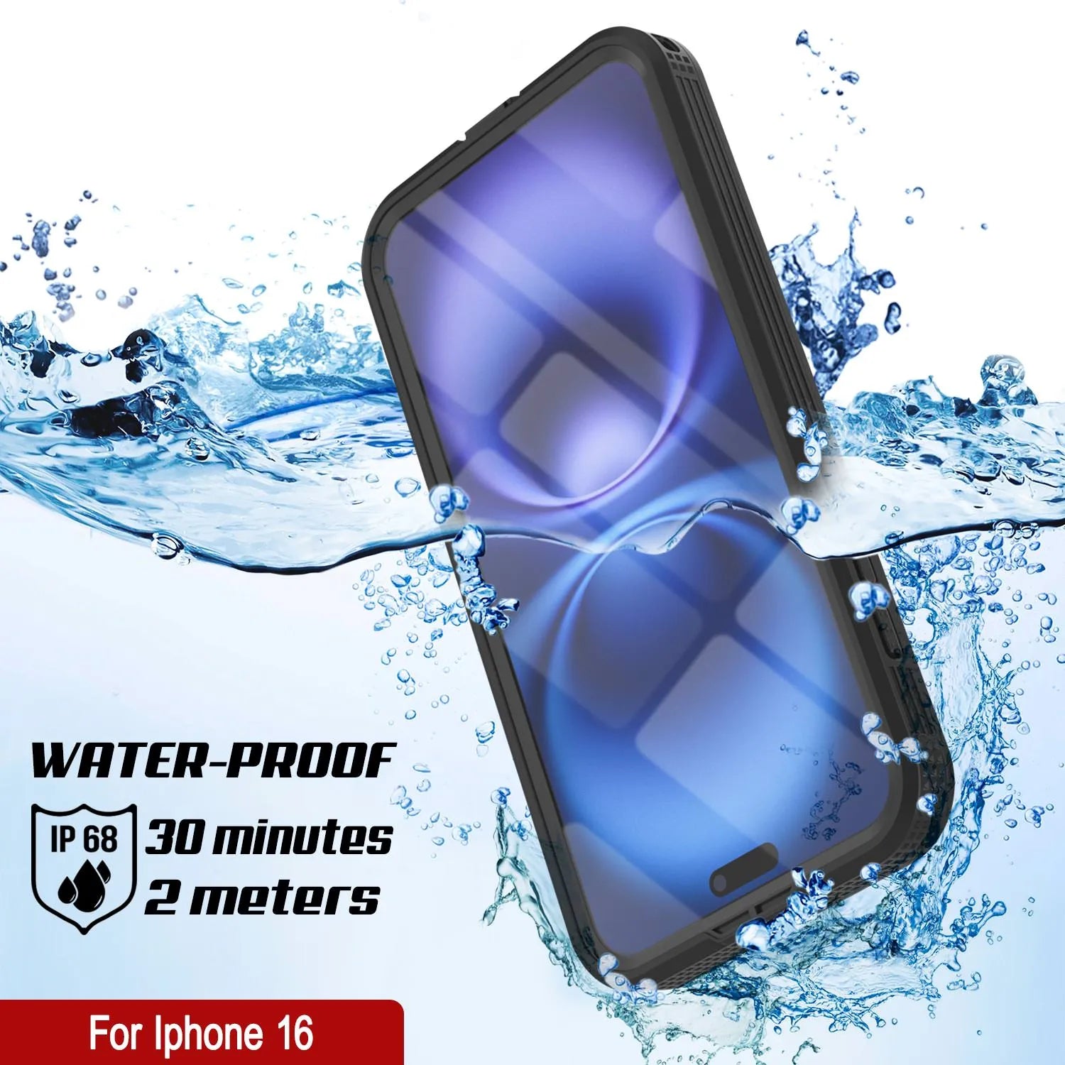 iPhone 16 Waterproof Case [Alpine 2.0 Series] [Slim Fit] [IP68 Certified] [Shockproof] [Black]