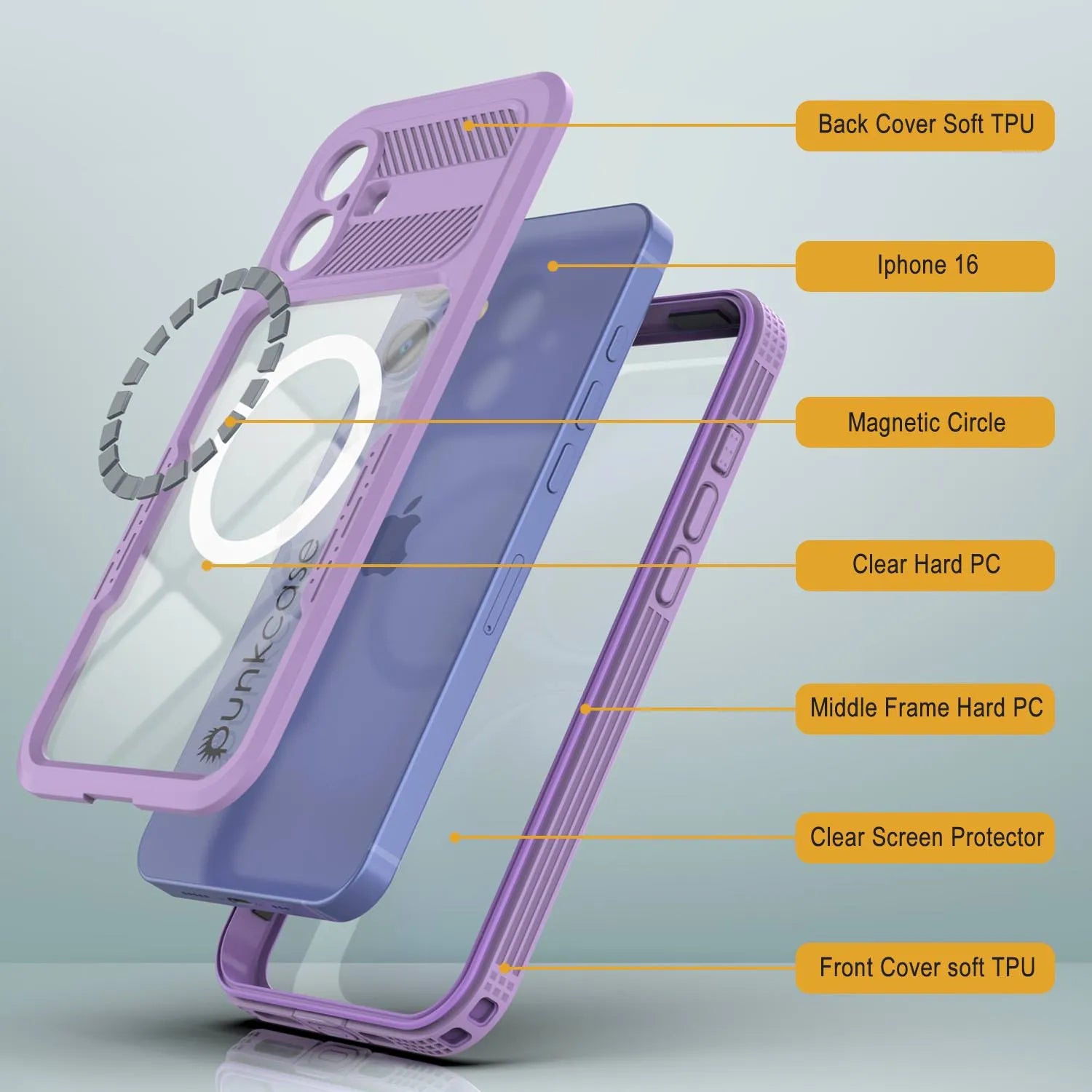 iPhone 16 Waterproof Case [Alpine 2.0 Series] [Slim Fit] [IP68 Certified] [Shockproof] [Lilac]