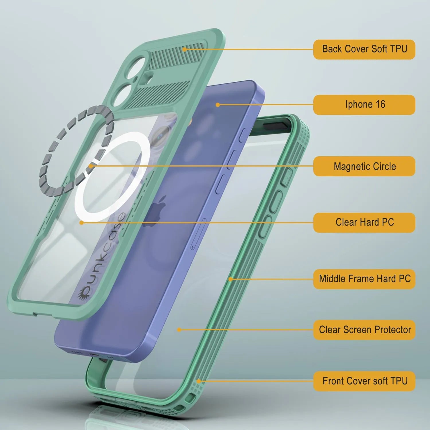 iPhone 16 Waterproof Case [Alpine 2.0 Series] [Slim Fit] [IP68 Certified] [Shockproof] [Teal]